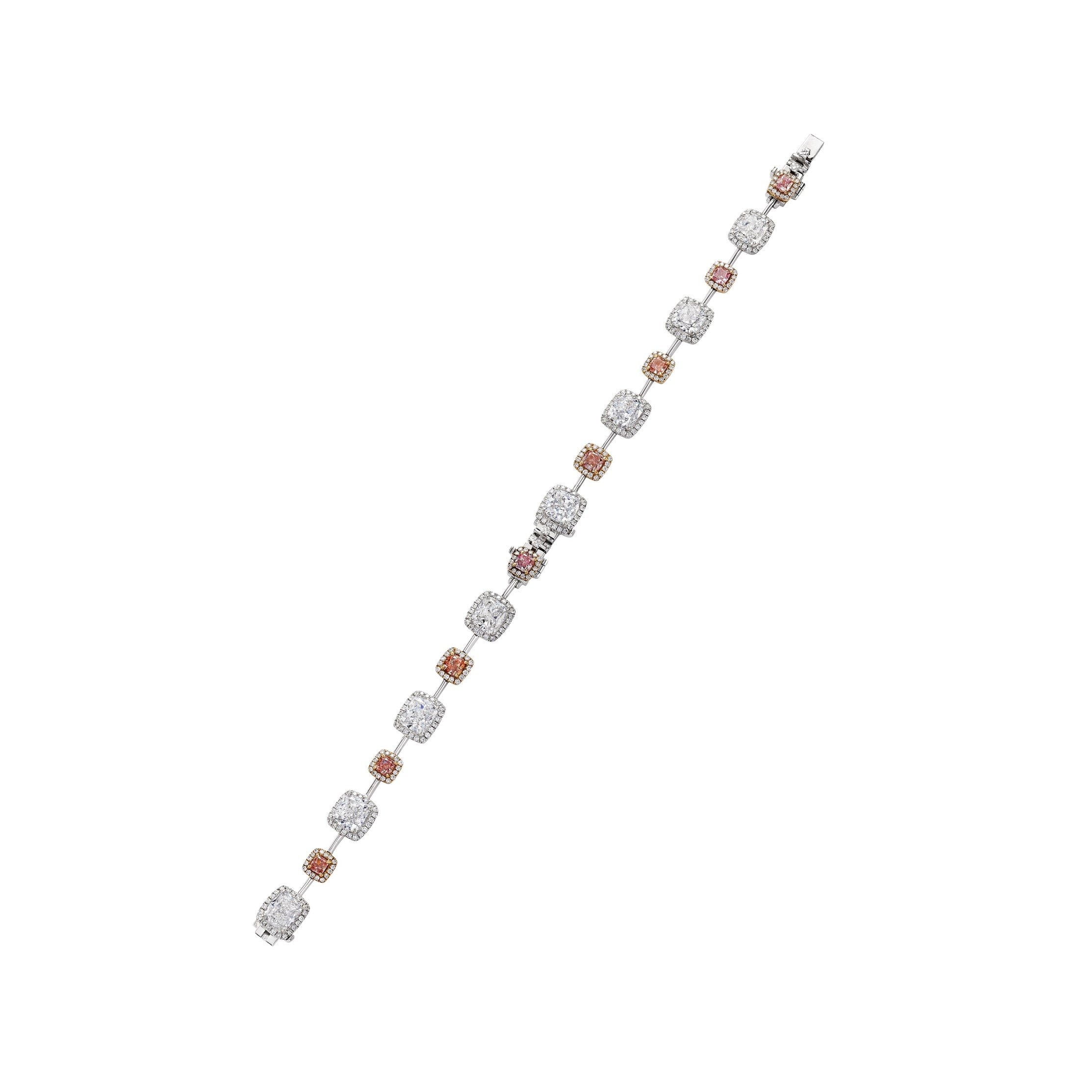 Leviev Blush Mosaic station bracelet with pink and white diamonds in 18K gold