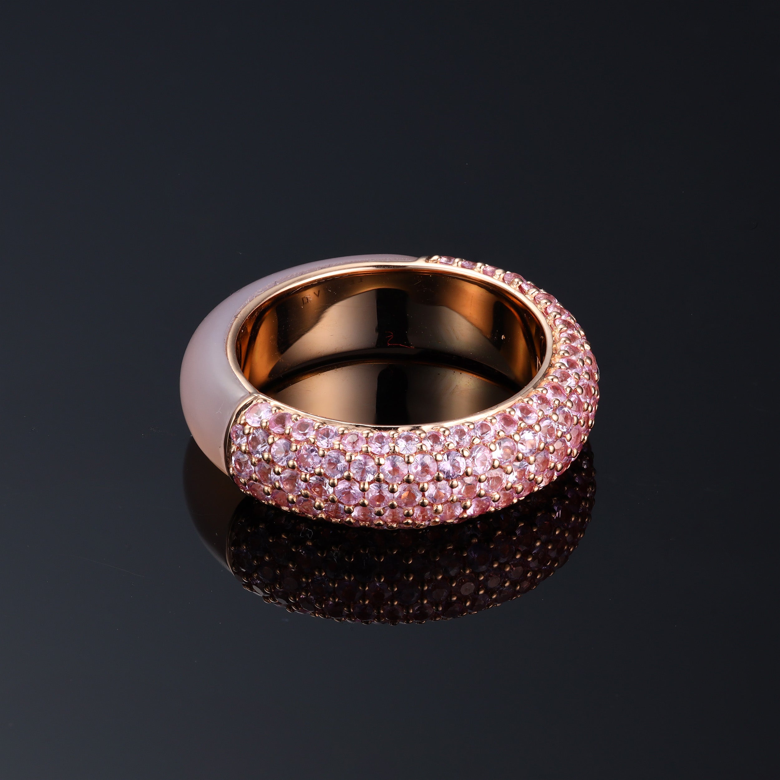 Blush Pavé 6.0 Carat Pink Sapphire & Agate Ring in 18K Rose Gold