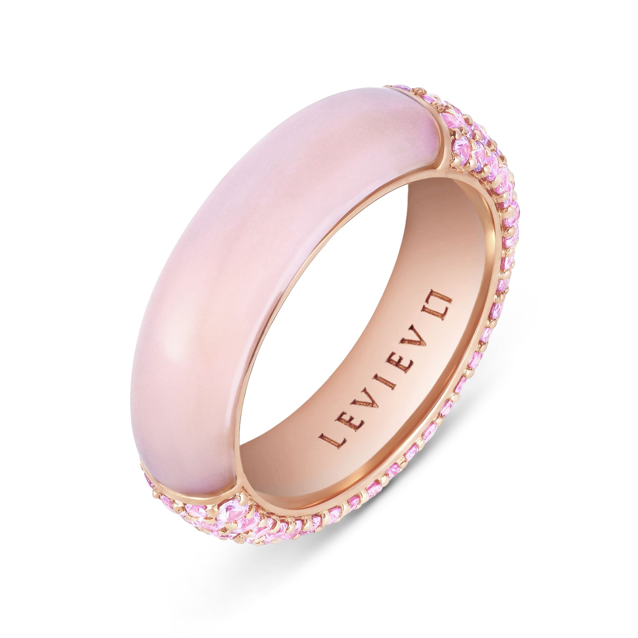 Blush Pavé 6.0 Carat Pink Sapphire & Agate Ring in 18K Rose Gold