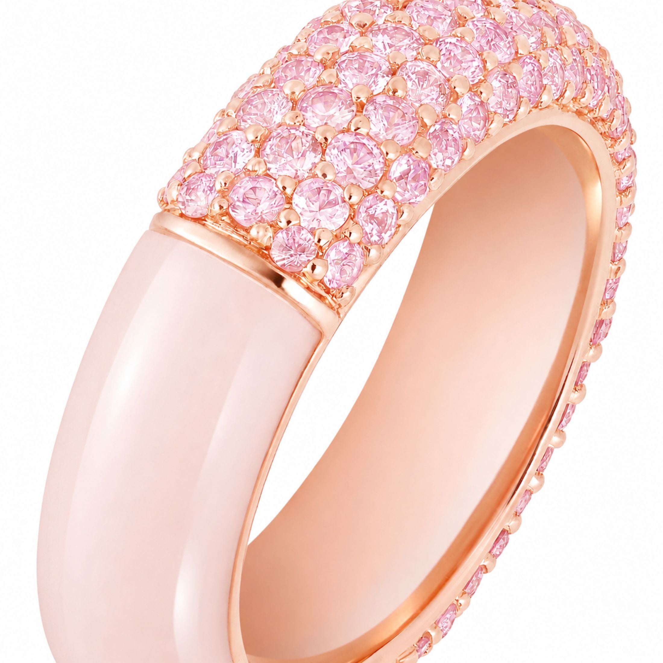 Blush Pavé 6.0 Carat Pink Sapphire & Agate Ring in 18K Rose Gold