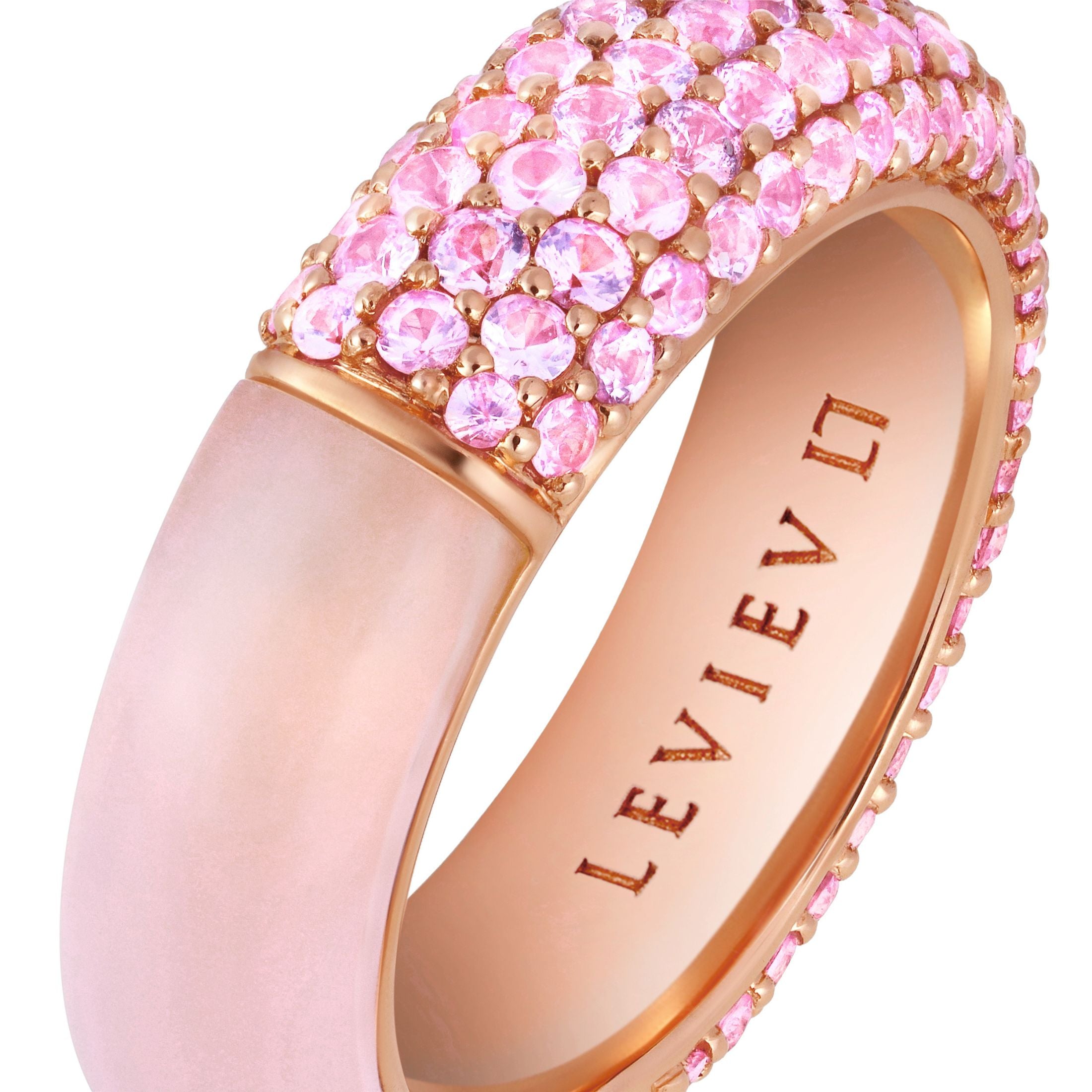 Blush Pavé 6.0 Carat Pink Sapphire & Agate Ring in 18K Rose Gold