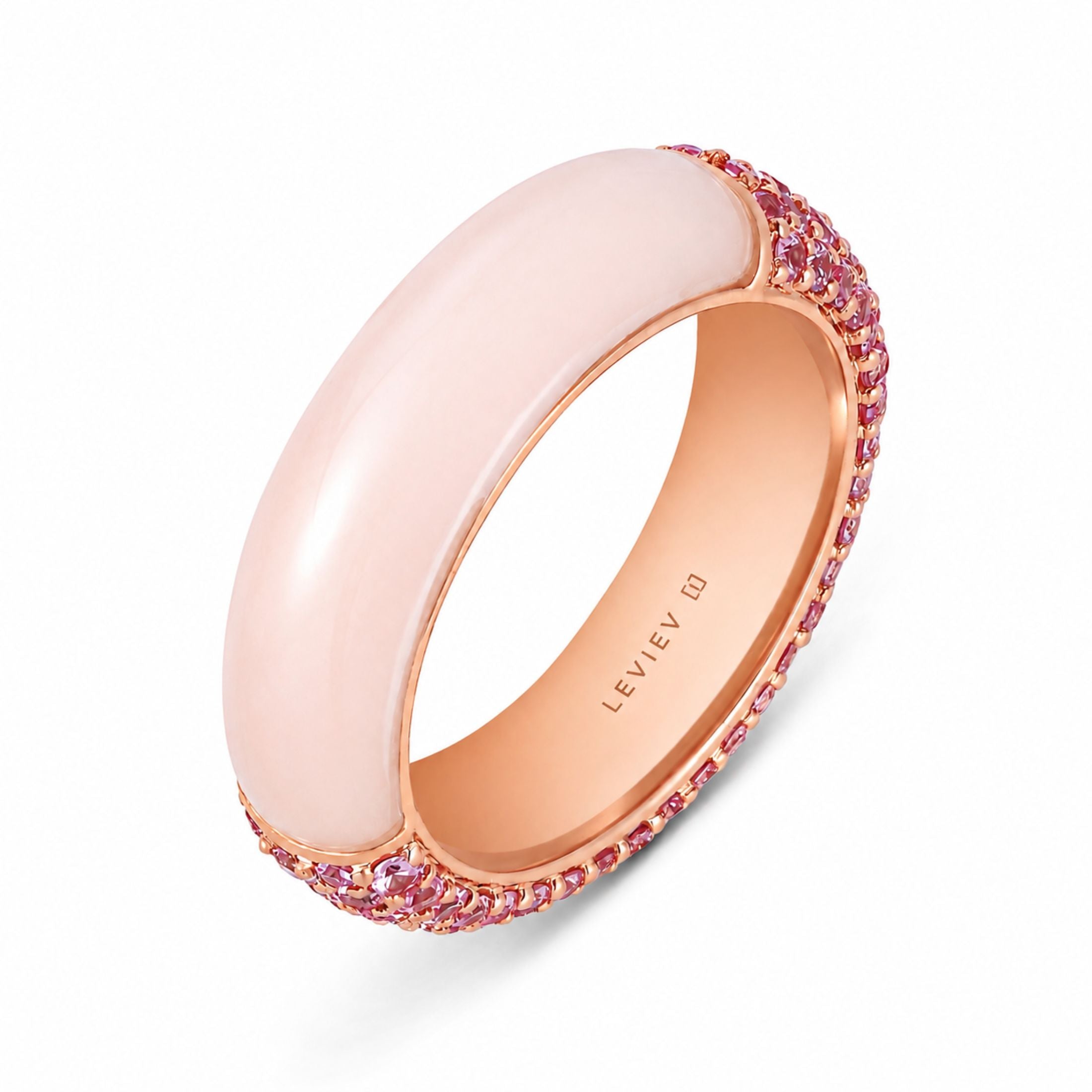 Blush Pavé 6.0 Carat Pink Sapphire & Agate Ring in 18K Rose Gold
