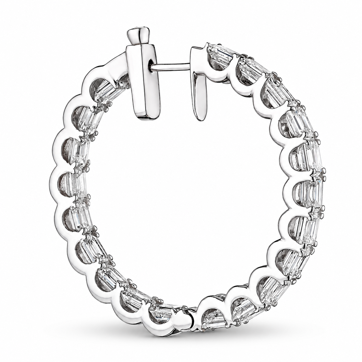 Caelune 9.97 Carat Diamond Hoop Earrings in 18K White Gold