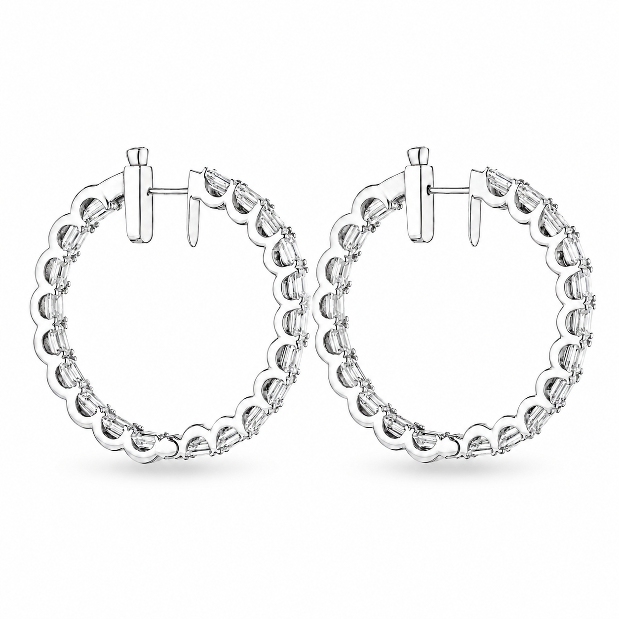 Caelune 9.97 Carat Diamond Hoop Earrings in 18K White Gold