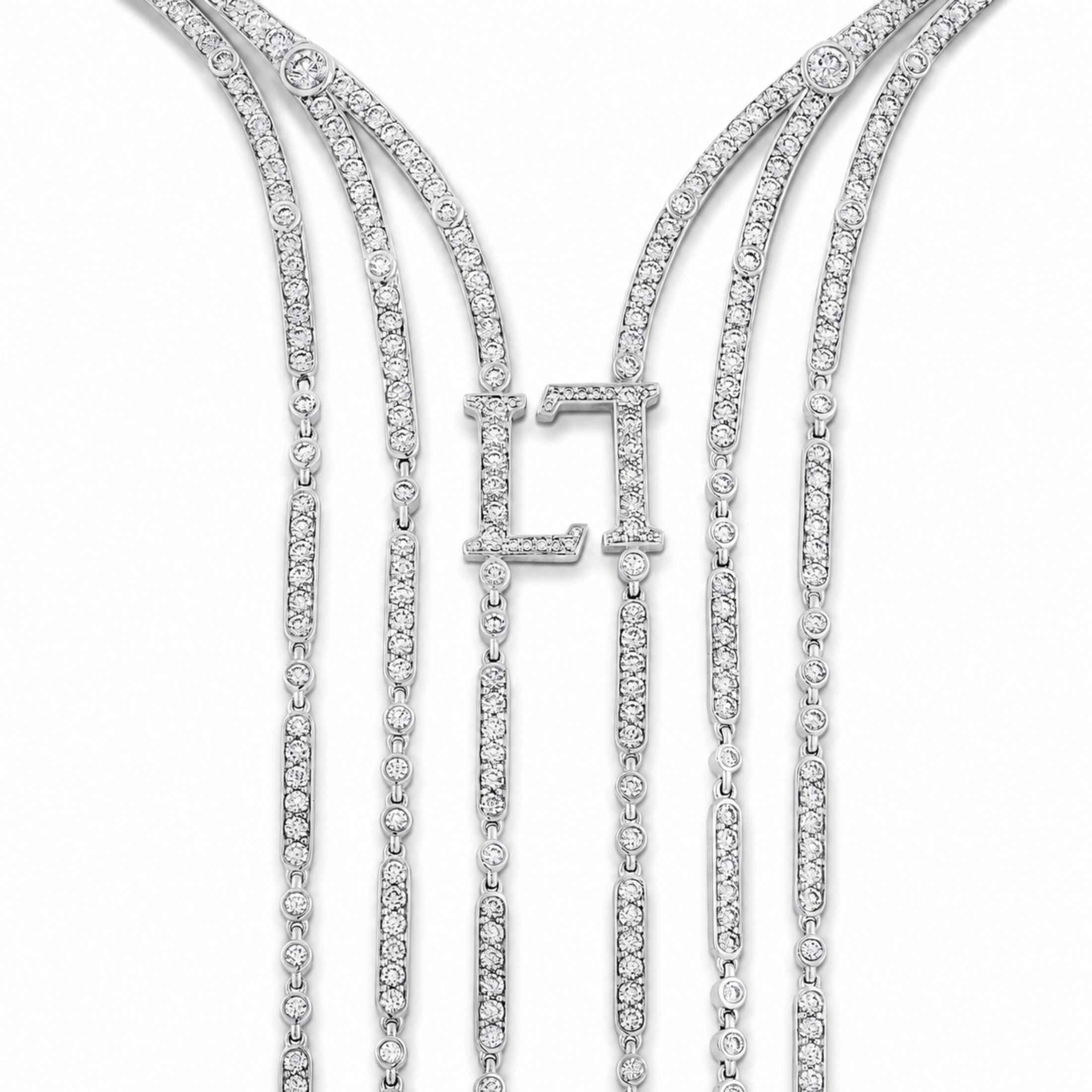 Leviev Cascade di Luce diamond necklace 18K white gold parallel strands