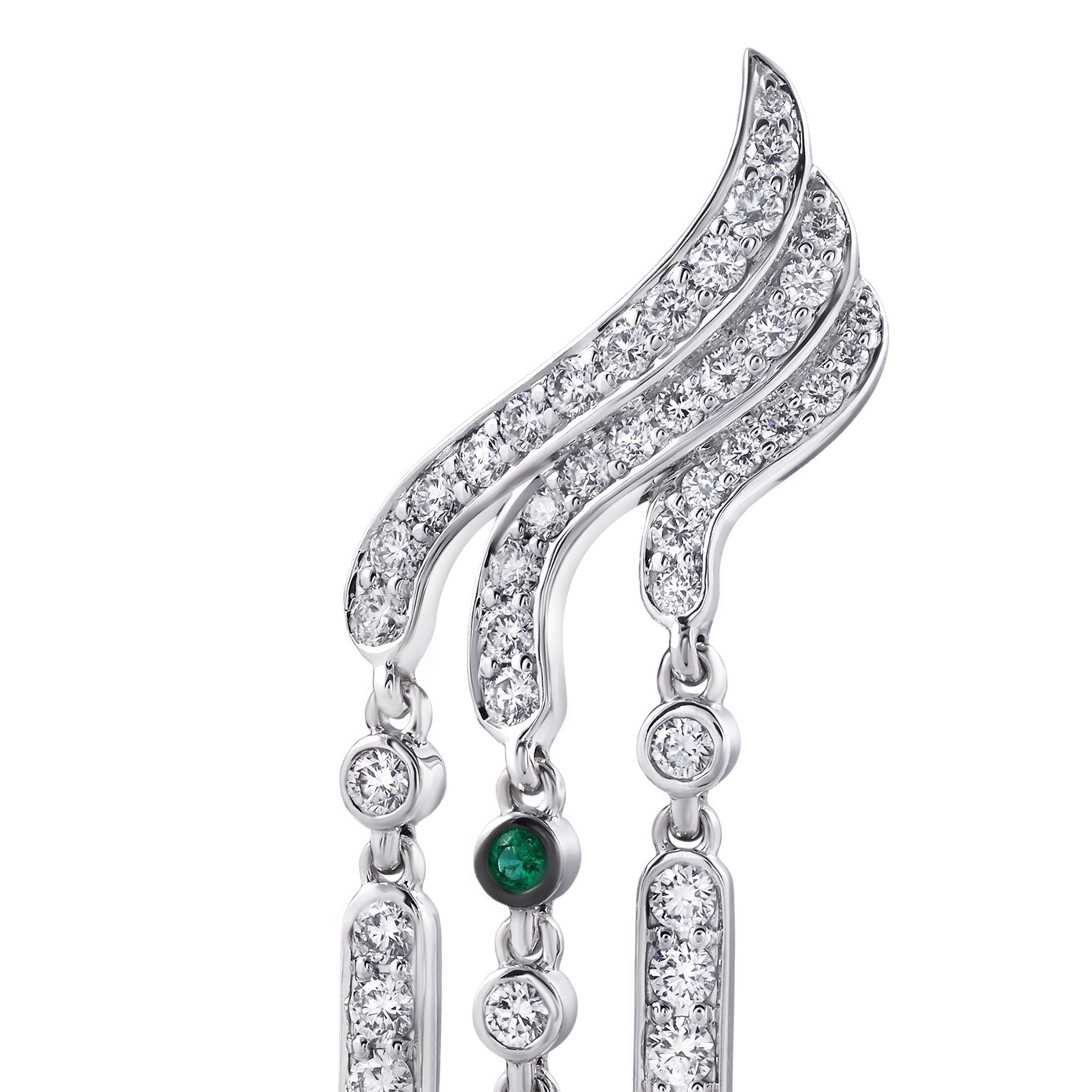 Cascade di Luce Smeraldo 5.07 Carat Emerald & Diamond Earrings in 18K White Gold