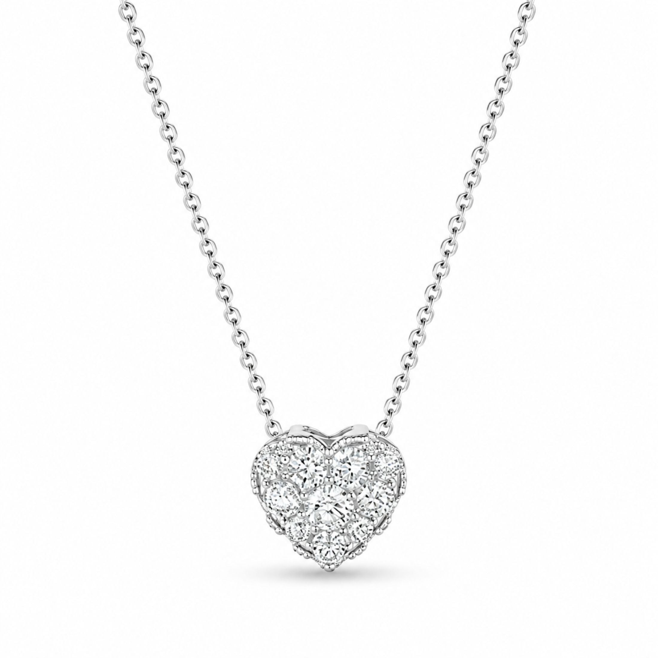 Cassiel Heart 0.85 Carat Diamond Pendant Necklace in 18K White Gold