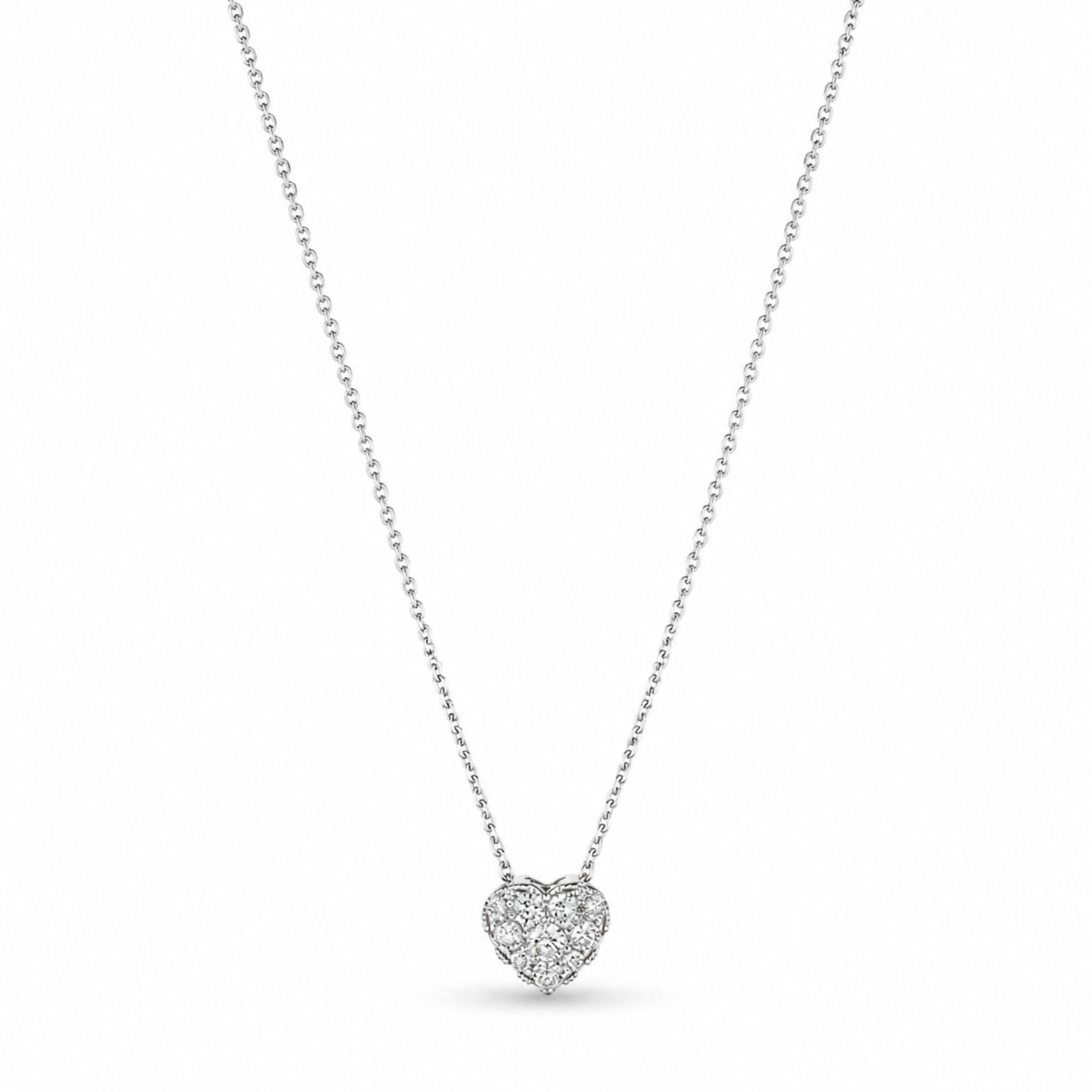 Cassiel Heart 0.85 Carat Diamond Pendant Necklace in 18K White Gold