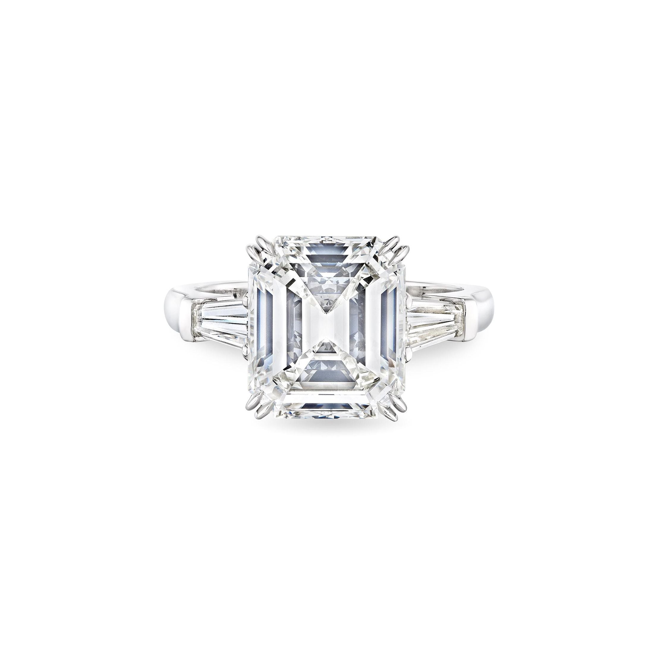 Cavendish 12.44 Carat Emerald Cut Diamond Ring in Platinum