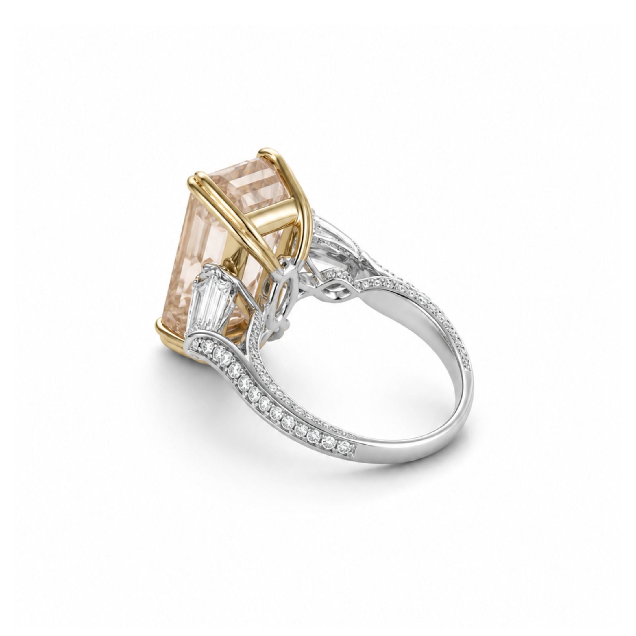 Certosa 22.36 Carat Emerald Cut Diamond Ring in 18K White Gold