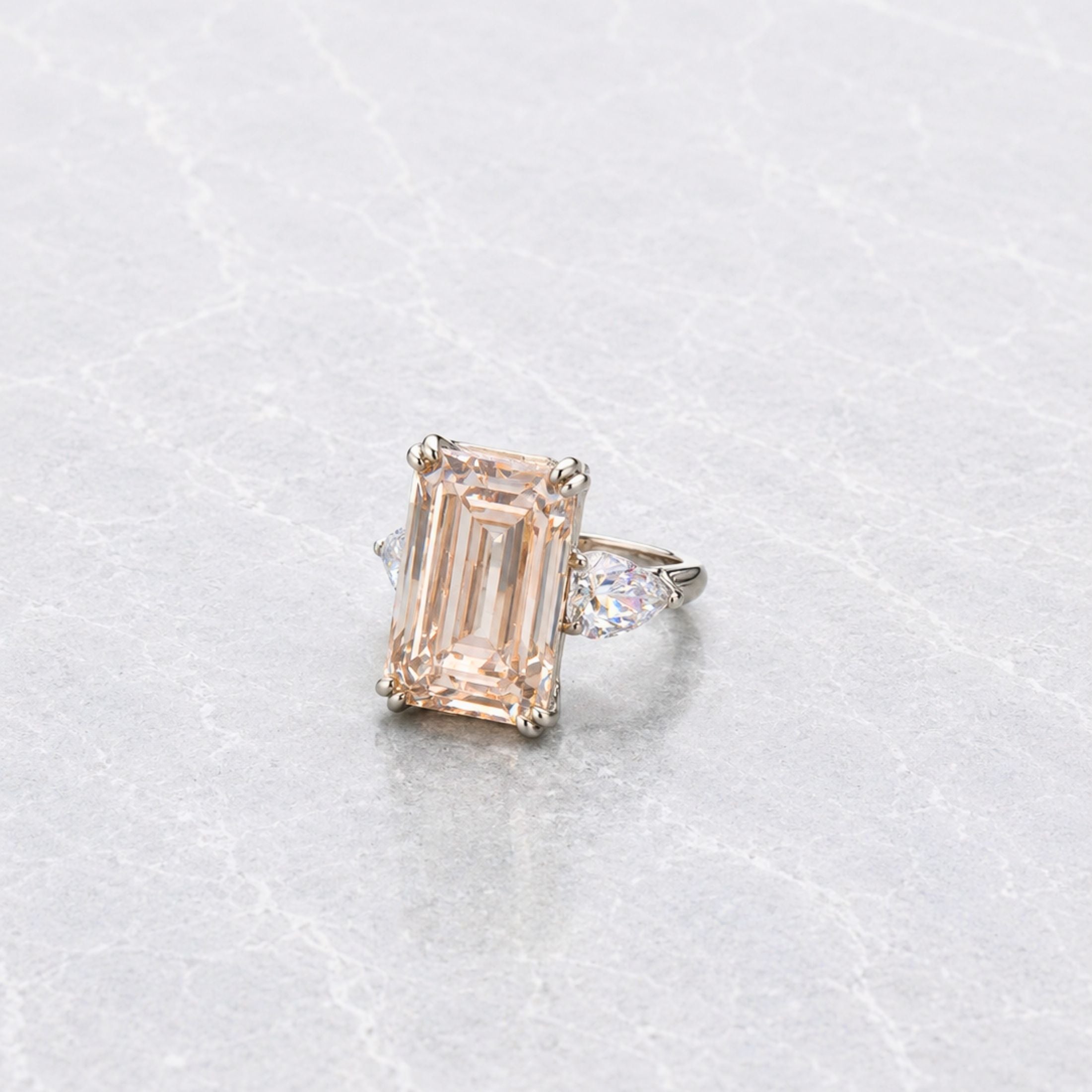 Certosa 22.36 Carat Emerald Cut Diamond Ring in 18K White Gold