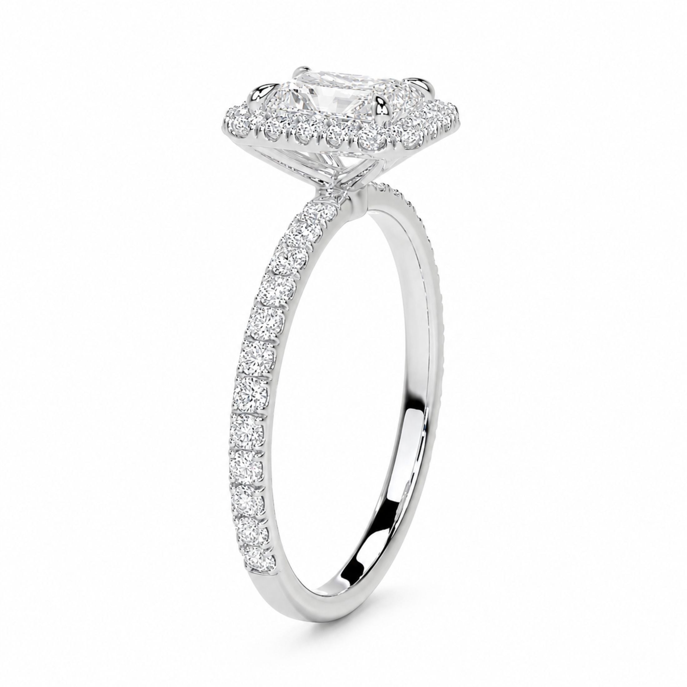 Chantilly 1.30 Carat Diamond Halo Ring in 18K White Gold