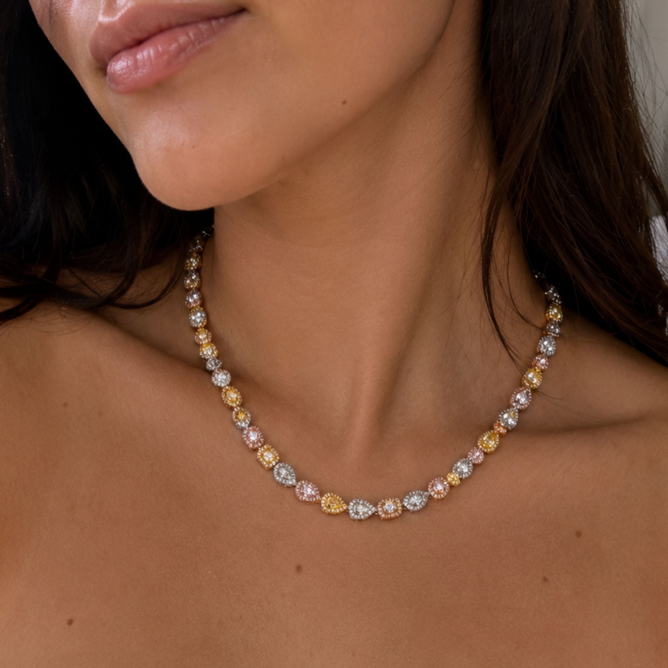 Claro 14.99 Carat Diamond Necklace in 18K White Gold