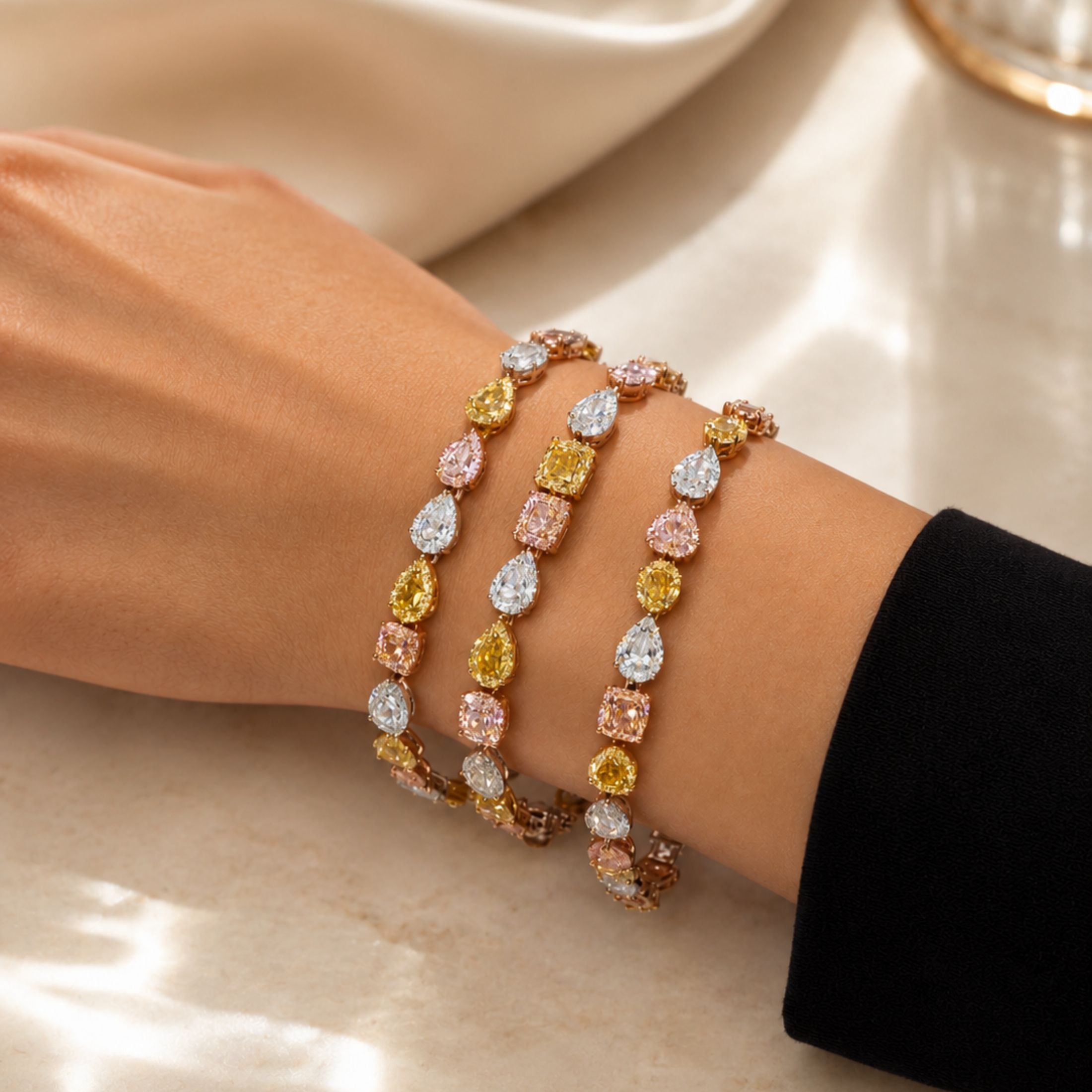 Leviev Starlite 5.02ct diamond bracelet in 18K white gold with mixed colored stones