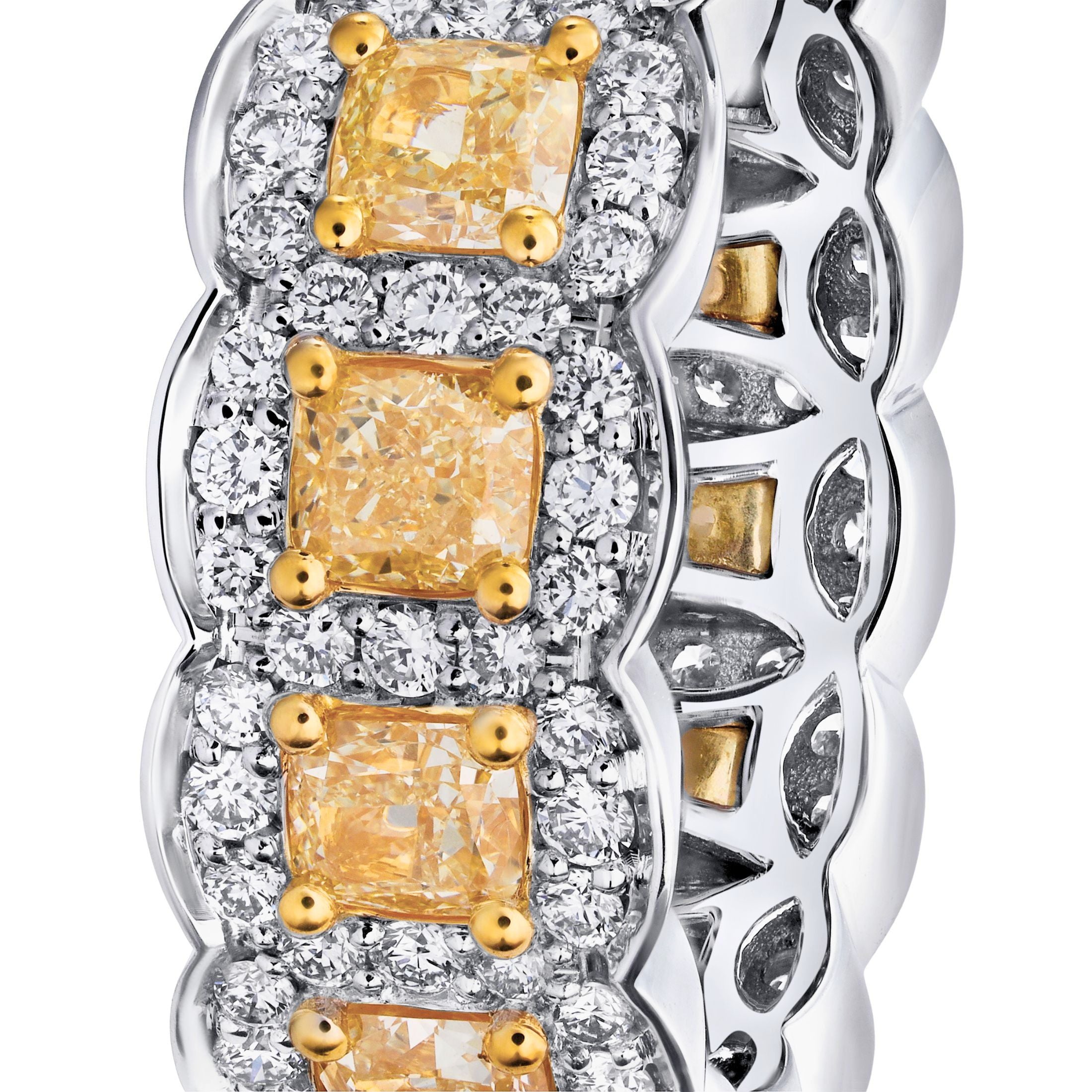 Colette 4.97 Carat Fancy Yellow Diamond Eternity Ring in 18K Gold