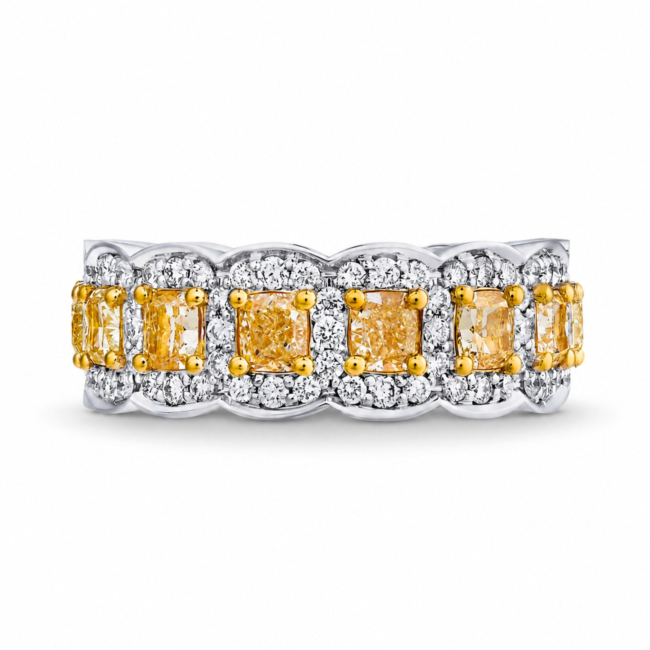 Colette 4.97 Carat Fancy Yellow Diamond Eternity Ring in 18K Gold