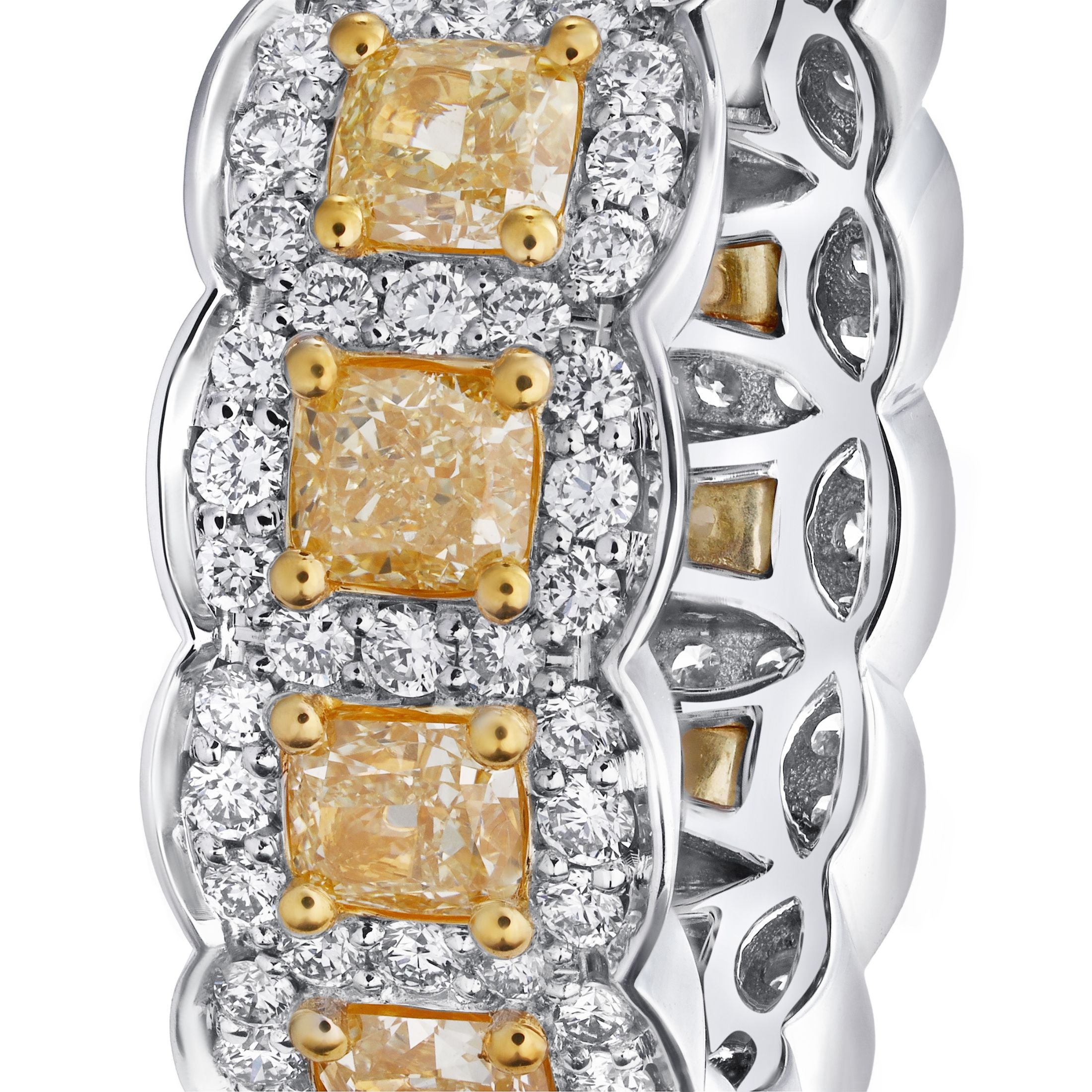 Colette 4.97 Carat Fancy Yellow Diamond Eternity Ring in 18K Gold