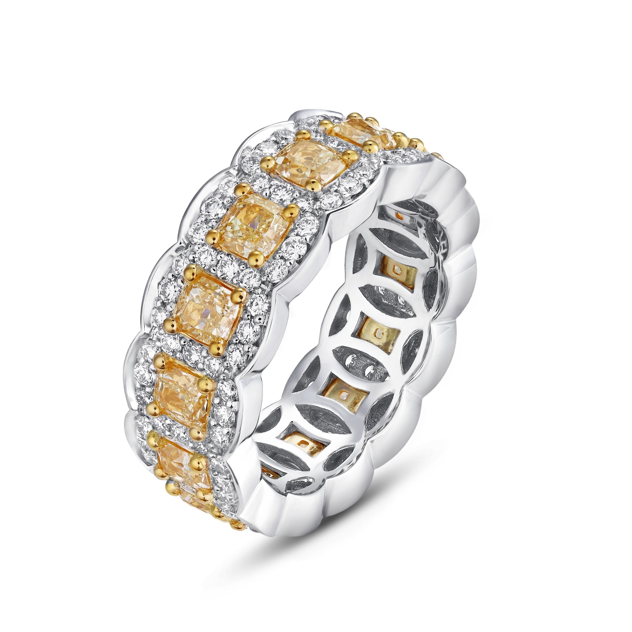 Colette 4.97 Carat Fancy Yellow Diamond Eternity Ring in 18K Gold