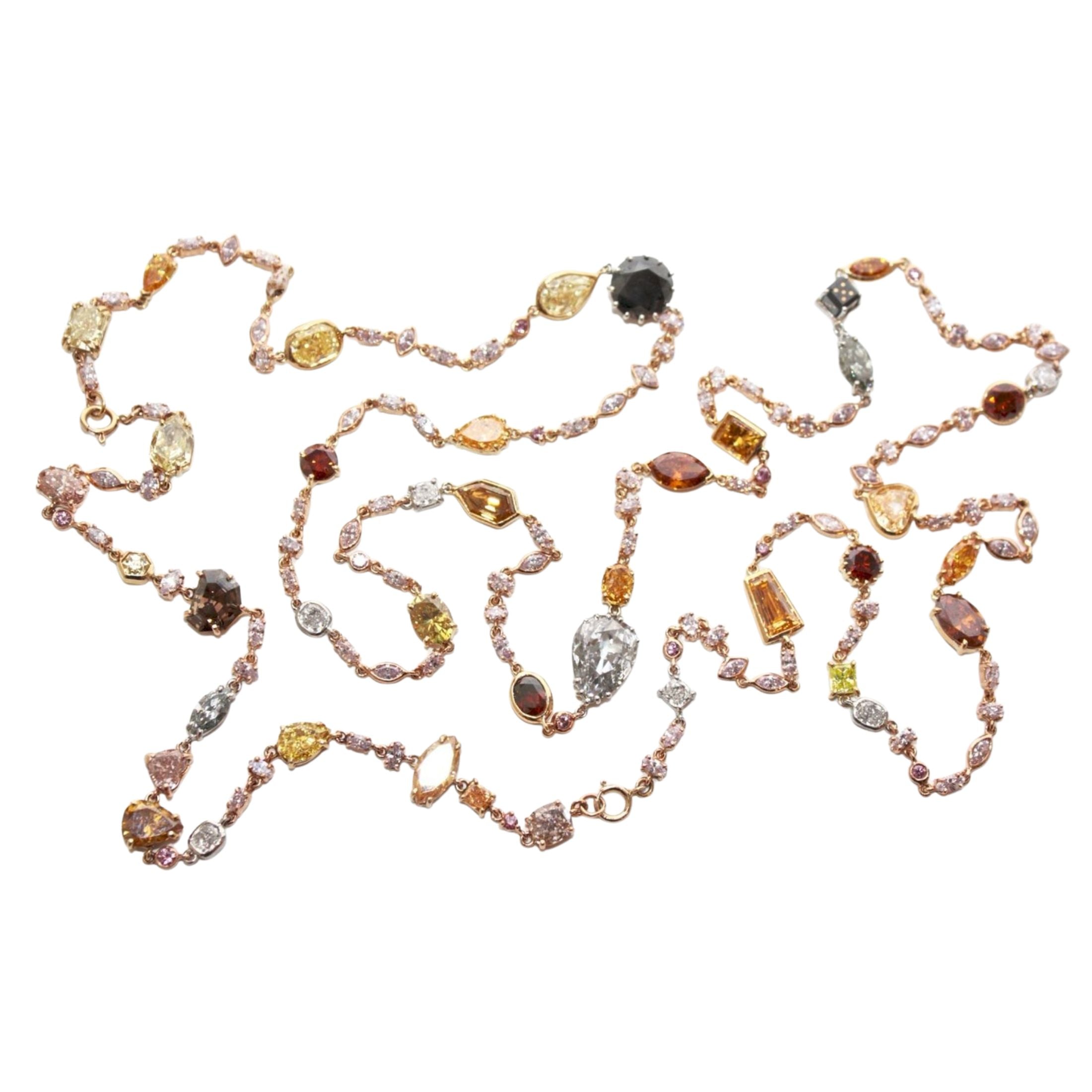 Color Tapestry 48.03 Carat Diamond Necklace in 18K Rose Gold Leviev Necklaces 18K, 18K Rose Gold, 18K Rose Gold Necklace, Chain Necklace, Color Diamond, Colored Diamond, Colored Diamond Necklace, Diamond Necklace, Fine Jewelry, High Jewelry, Leviev, Leviev Necklace, Necklaces, Women's Jewelry, Women's Necklace Leviev 