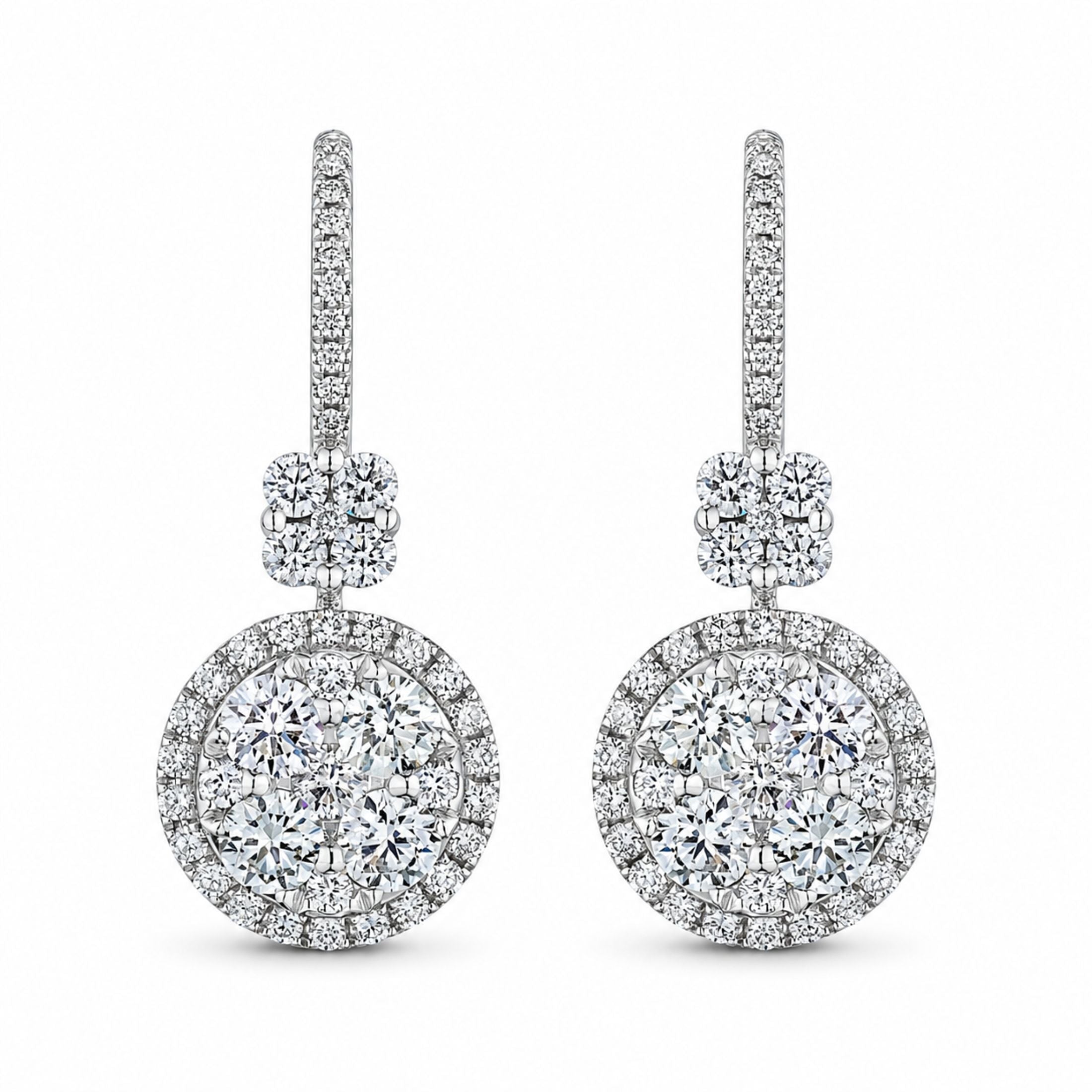 Constellation Light 3.40 Carat Diamond Drop Earrings in 18K White Gold