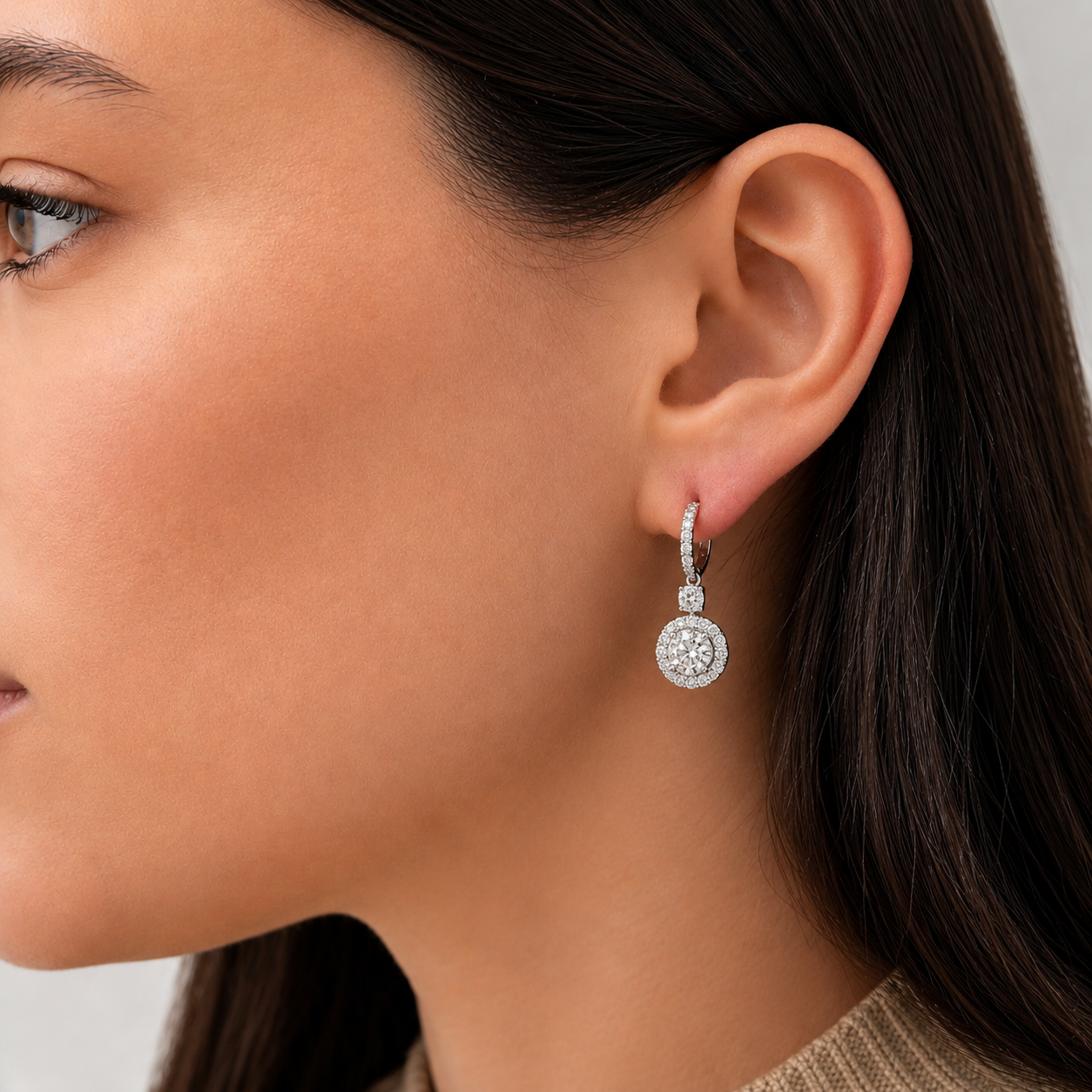 Constellation Light 3.40 Carat Diamond Drop Earrings in 18K White Gold