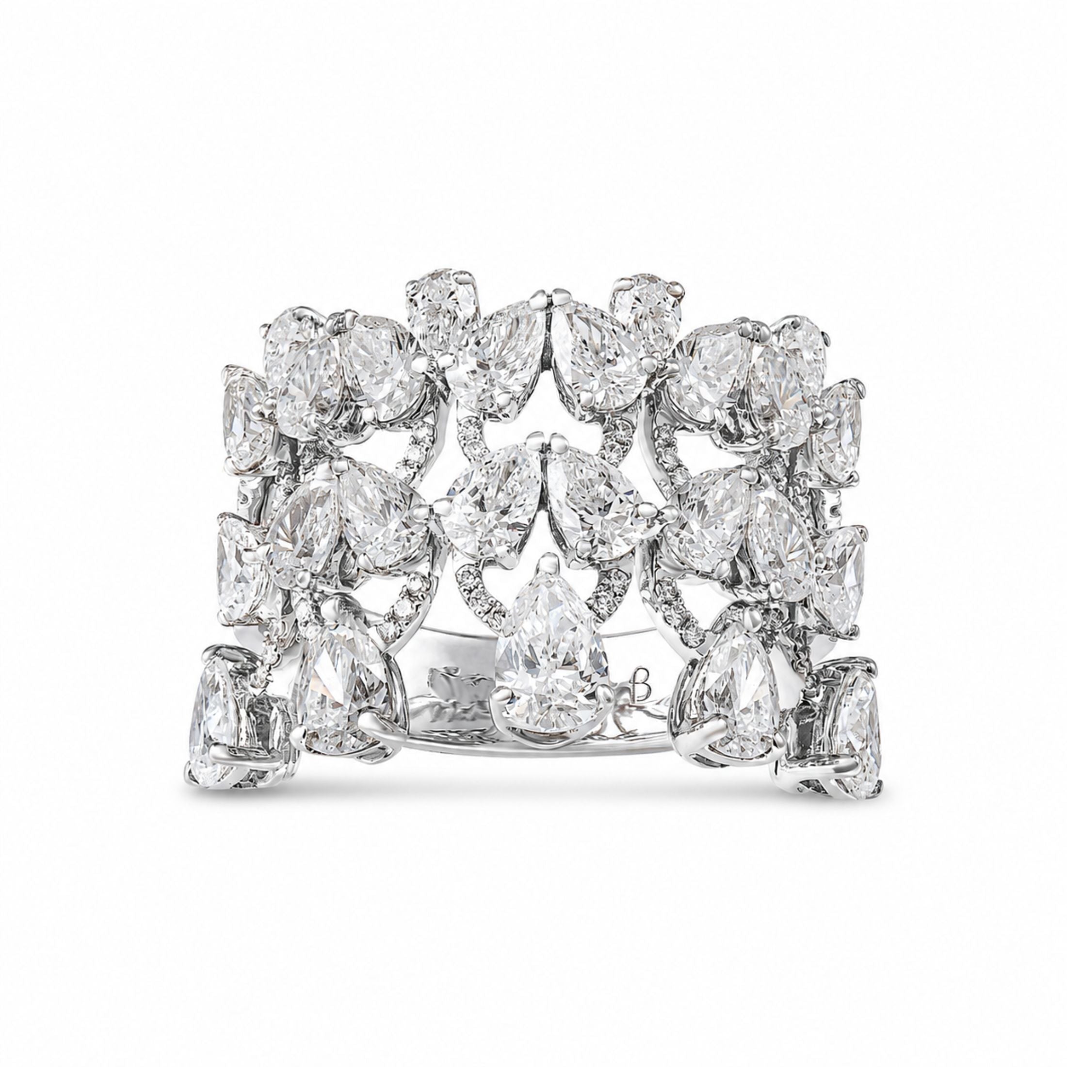 Coronet 3.98 Carat Pear Shape Diamond Ring in 18K White Gold