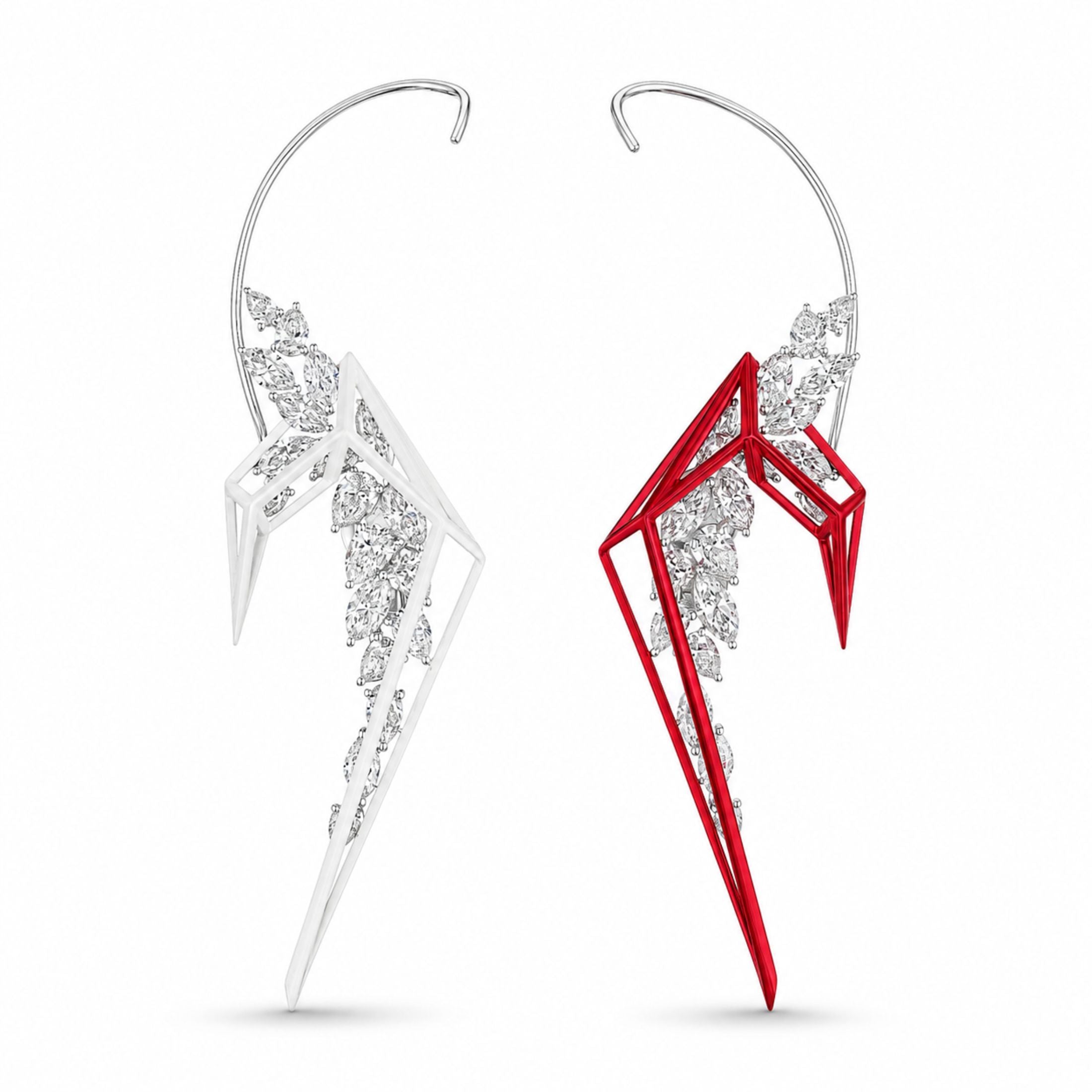Crimson Web 11.41 Carat Diamond Earrings in 18K White Gold