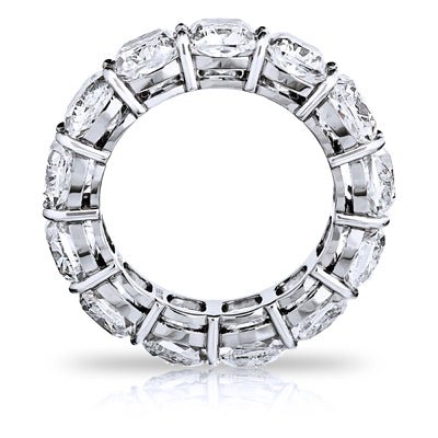 Top view of 13 carat cushion cut diamond eternity ring