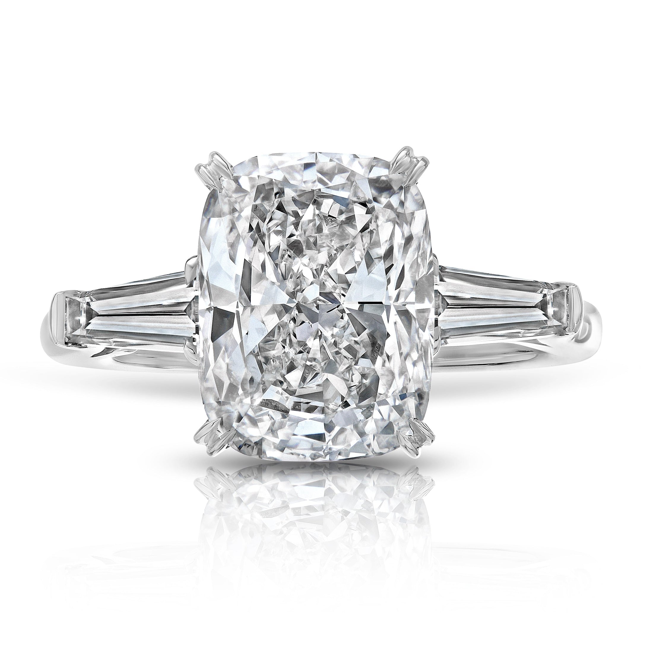 Cushion Cut Diamond Ring with Tapered Baguettes, 5 CT Leviev Rings Rings Leviev 