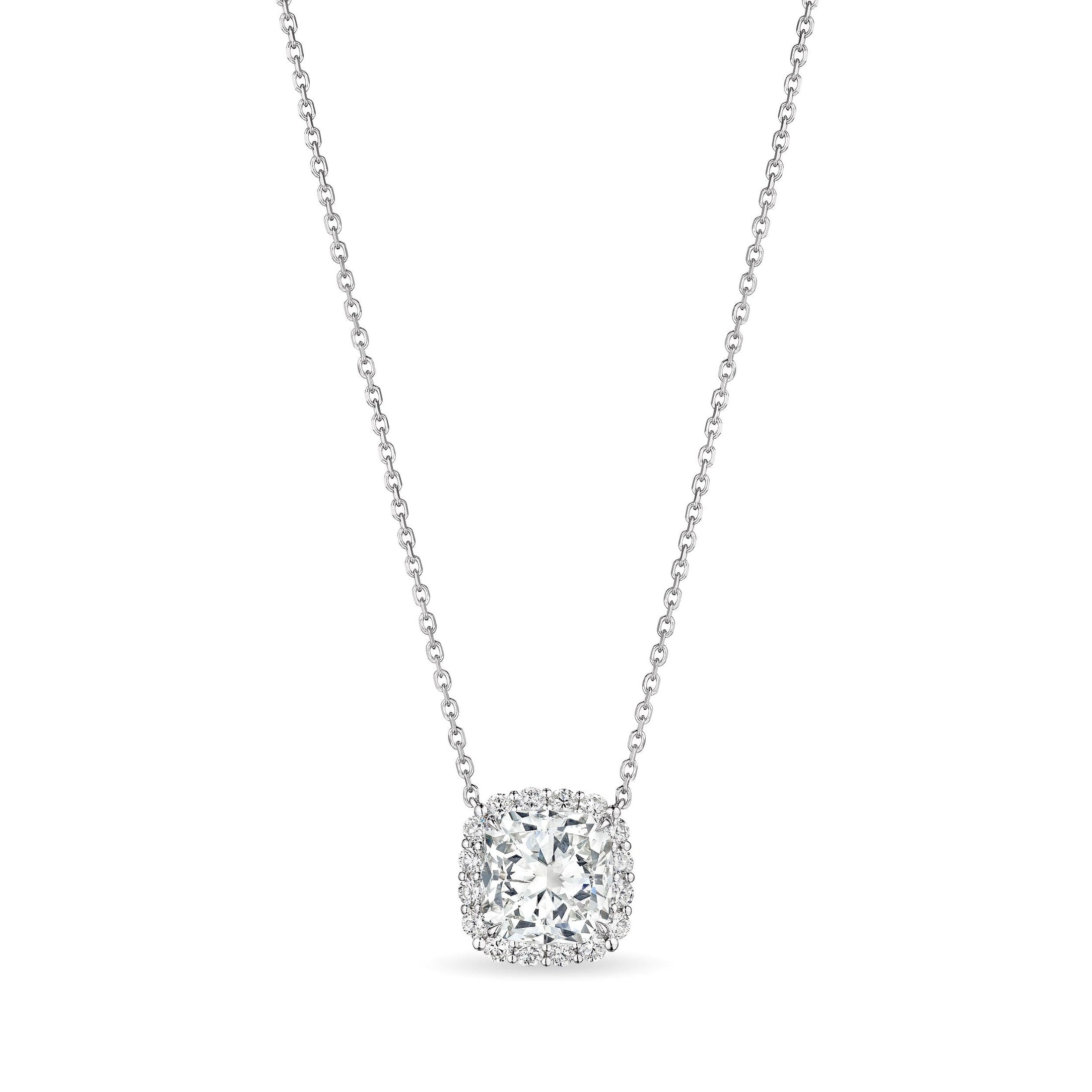 Cushion Cut Diamond with Halo Pendant, 3.5 CT Leviev Necklaces Necklaces Leviev 