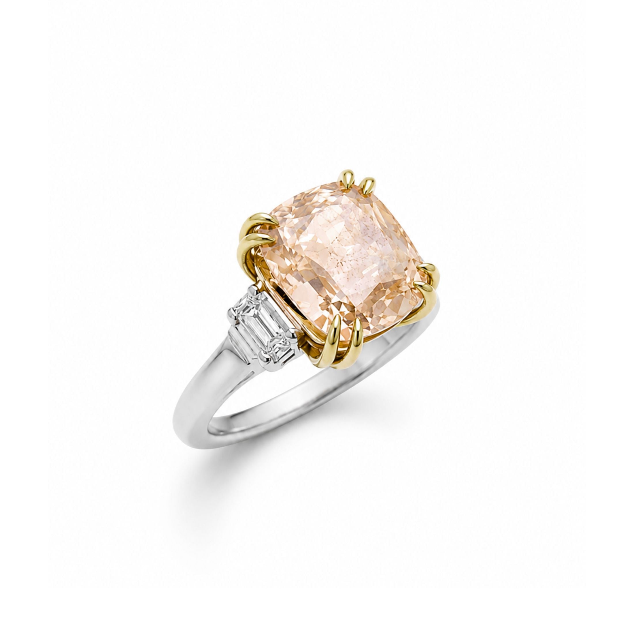 Belvedere Aureo 21.26 Carat Cushion Cut Diamond Trilogy Ring in 18K White Gold