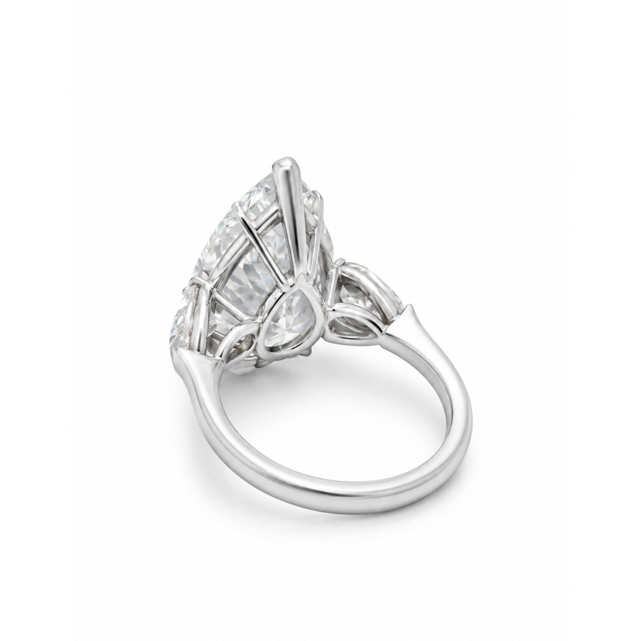 Bianca Mare 12.22 Carat Brilliant Pear Diamond Trilogy Ring in Platinum
