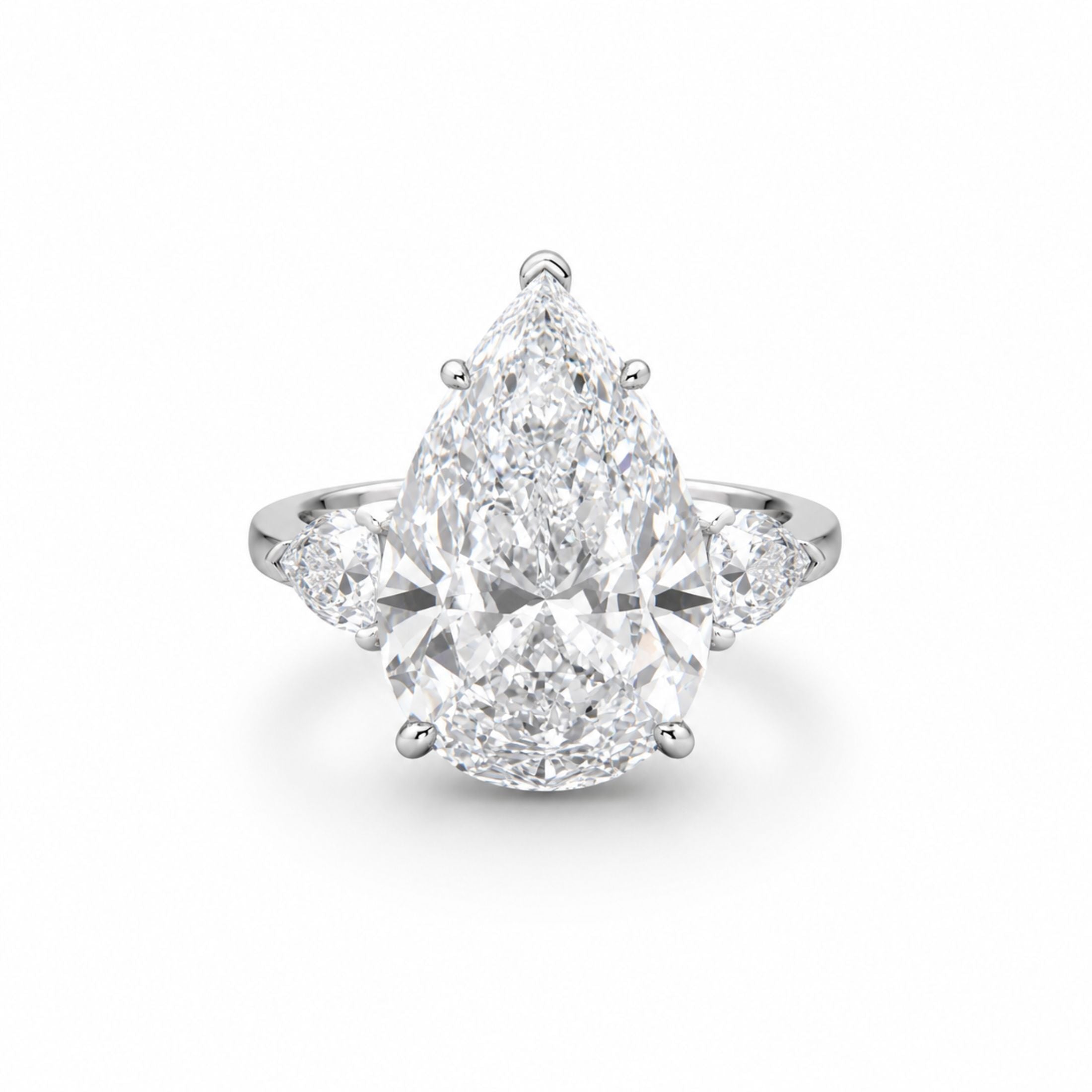 Bianca Mare 12.22 Carat Brilliant Pear Diamond Trilogy Ring in Platinum
