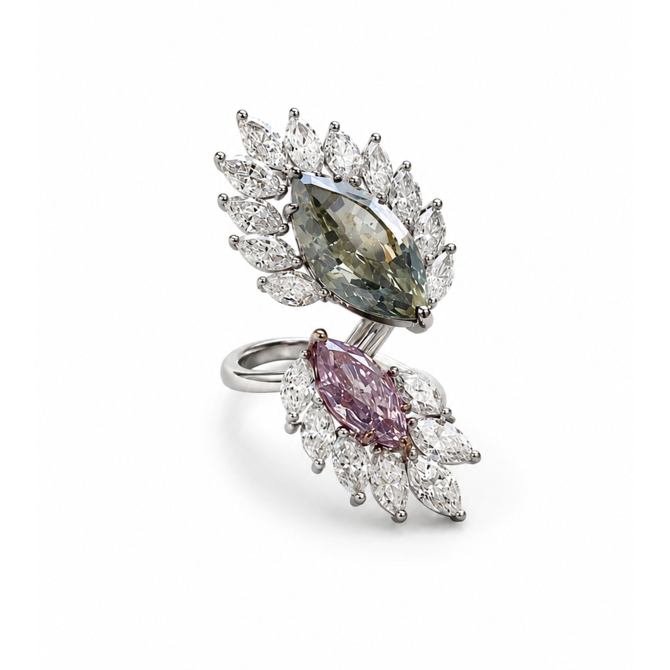 Giardini di Augusto 5.01 Carat Marquise Diamond Bypass Ring in 18K White Gold