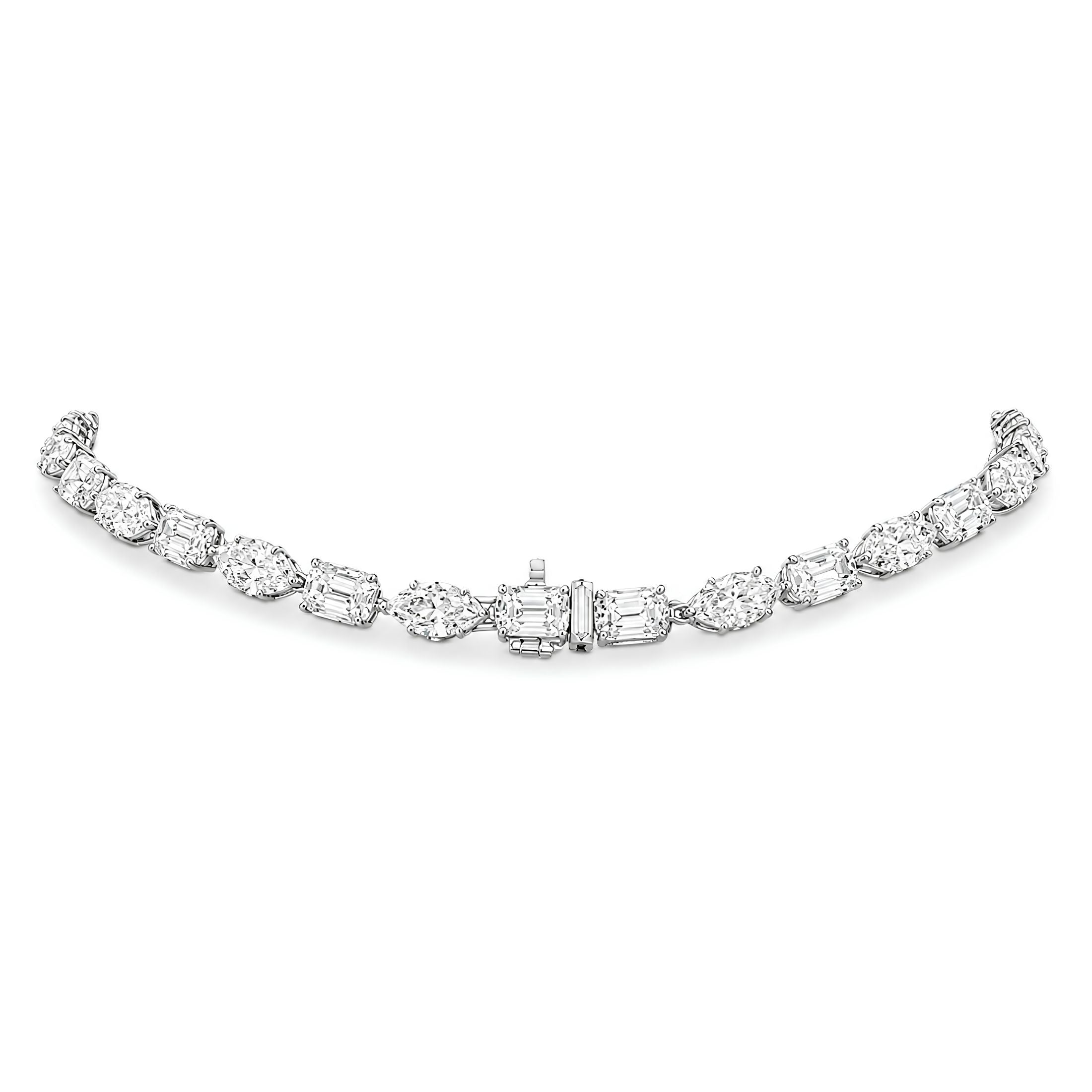Lysis 77.70 Carat Diamond Riviera Necklace in 18K White Gold