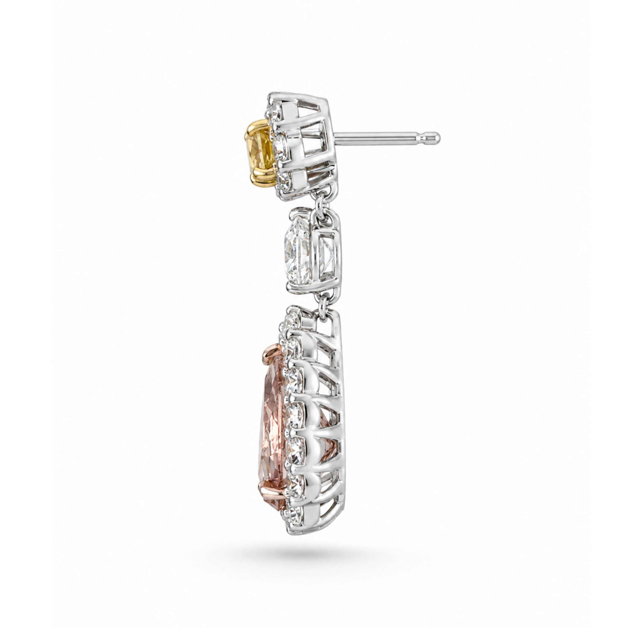 Tramonto Rosa 7.64 Carat Diamond Drop Earrings in 18K White Gold