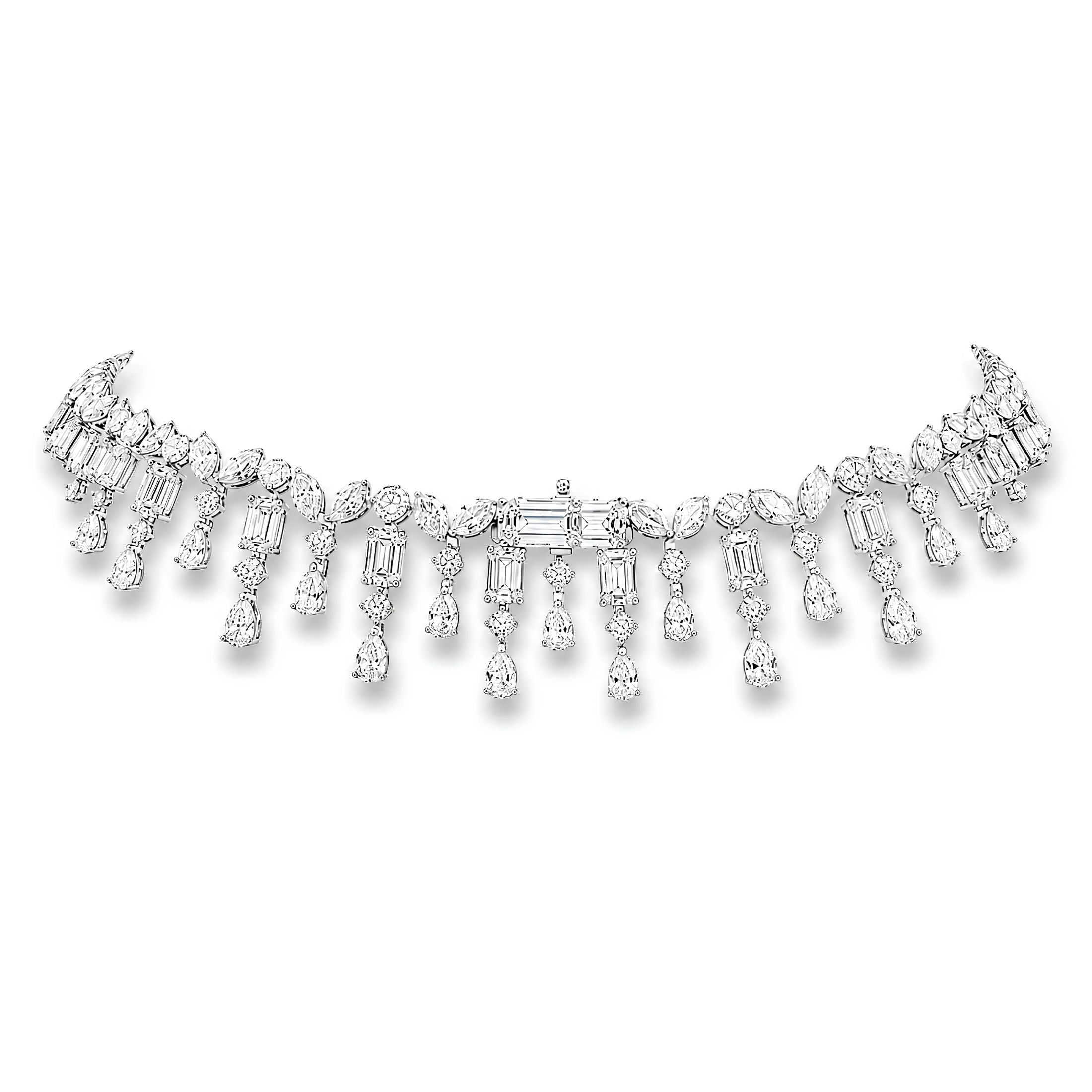 Regina del Sole 90.30 Carat Diamond Necklace in 18K White Gold