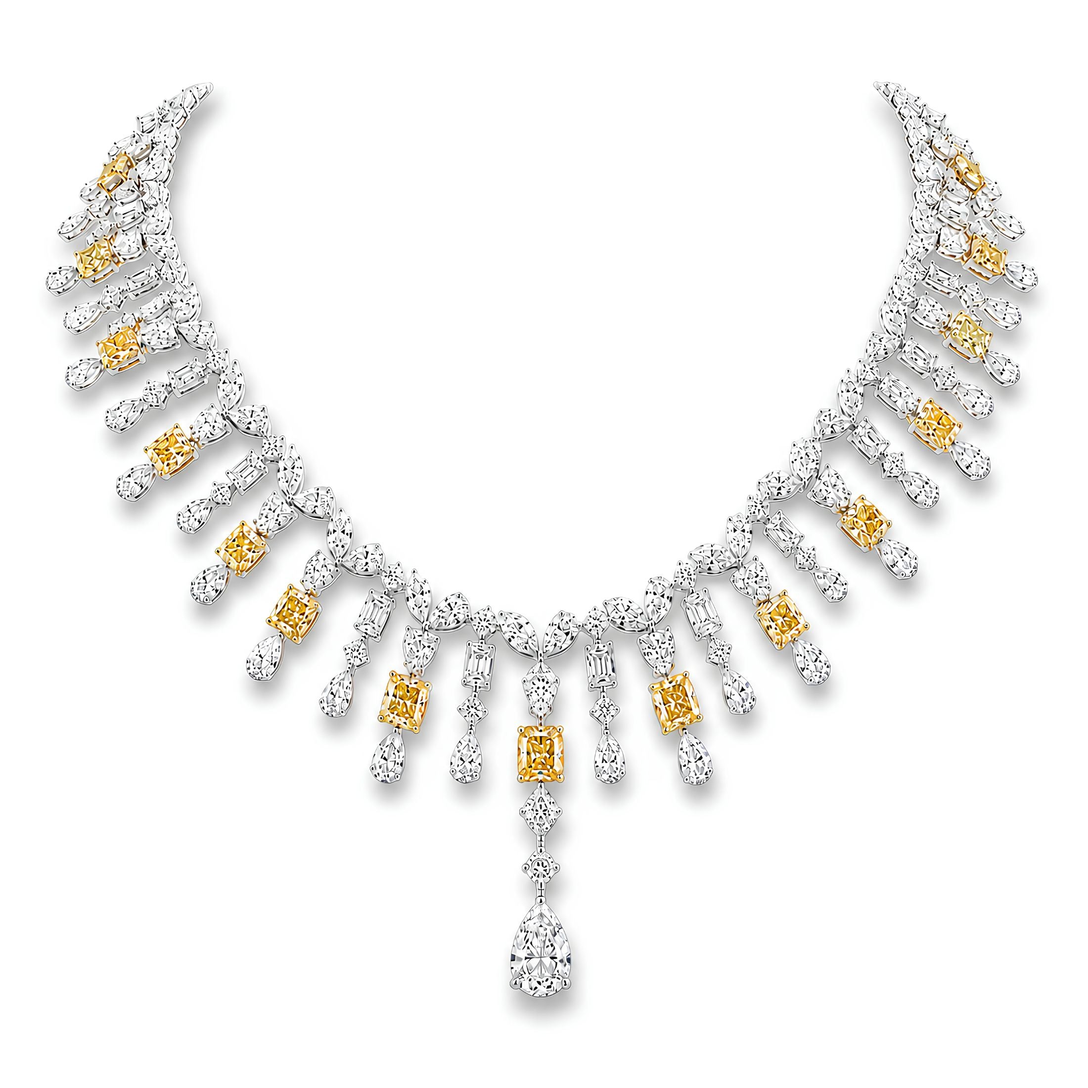 Regina del Sole 90.30 Carat Diamond Necklace in 18K White Gold