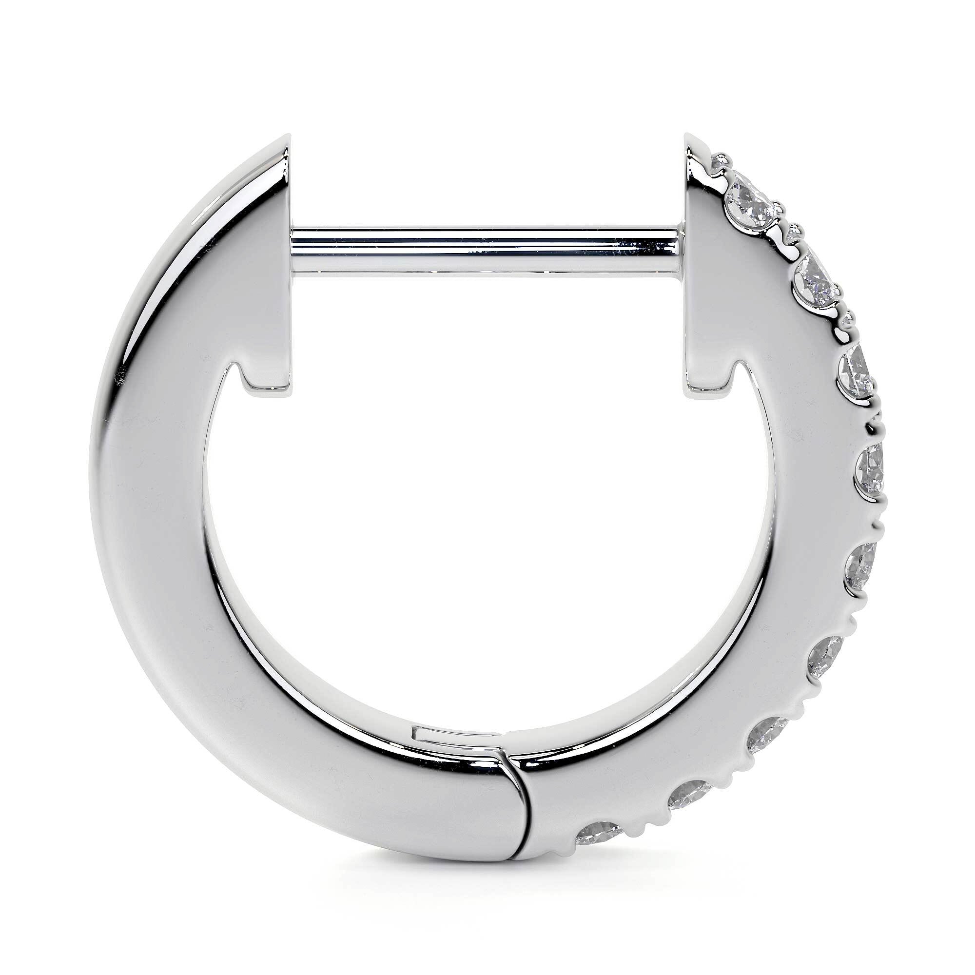 Leviev 12mm diamond hoop earring side profile with hinged closure