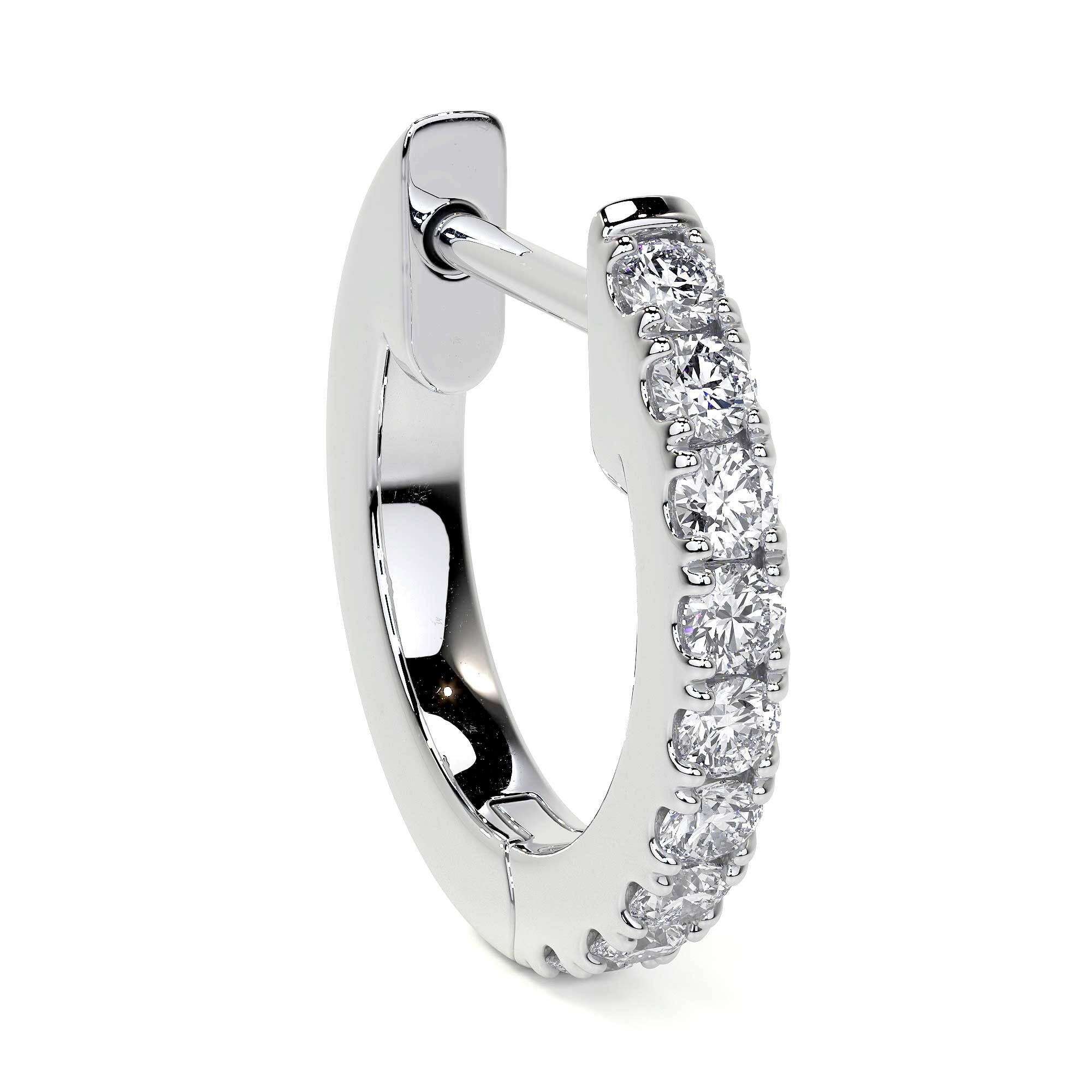 Three-quarter view of single 12mm diamond hoop with smooth interior