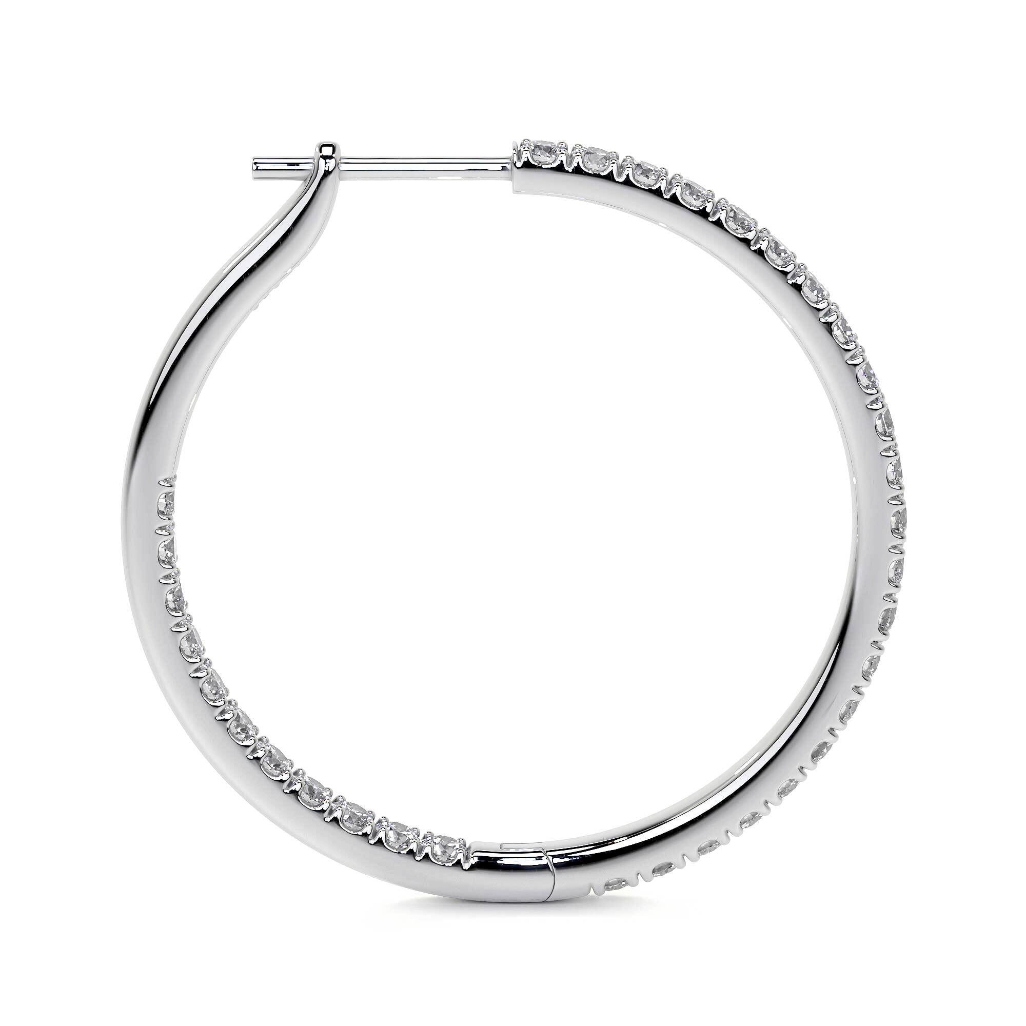 Leviev 25MM round brilliant diamond hoop earrings 18K white gold full channel symmetry mirror finish