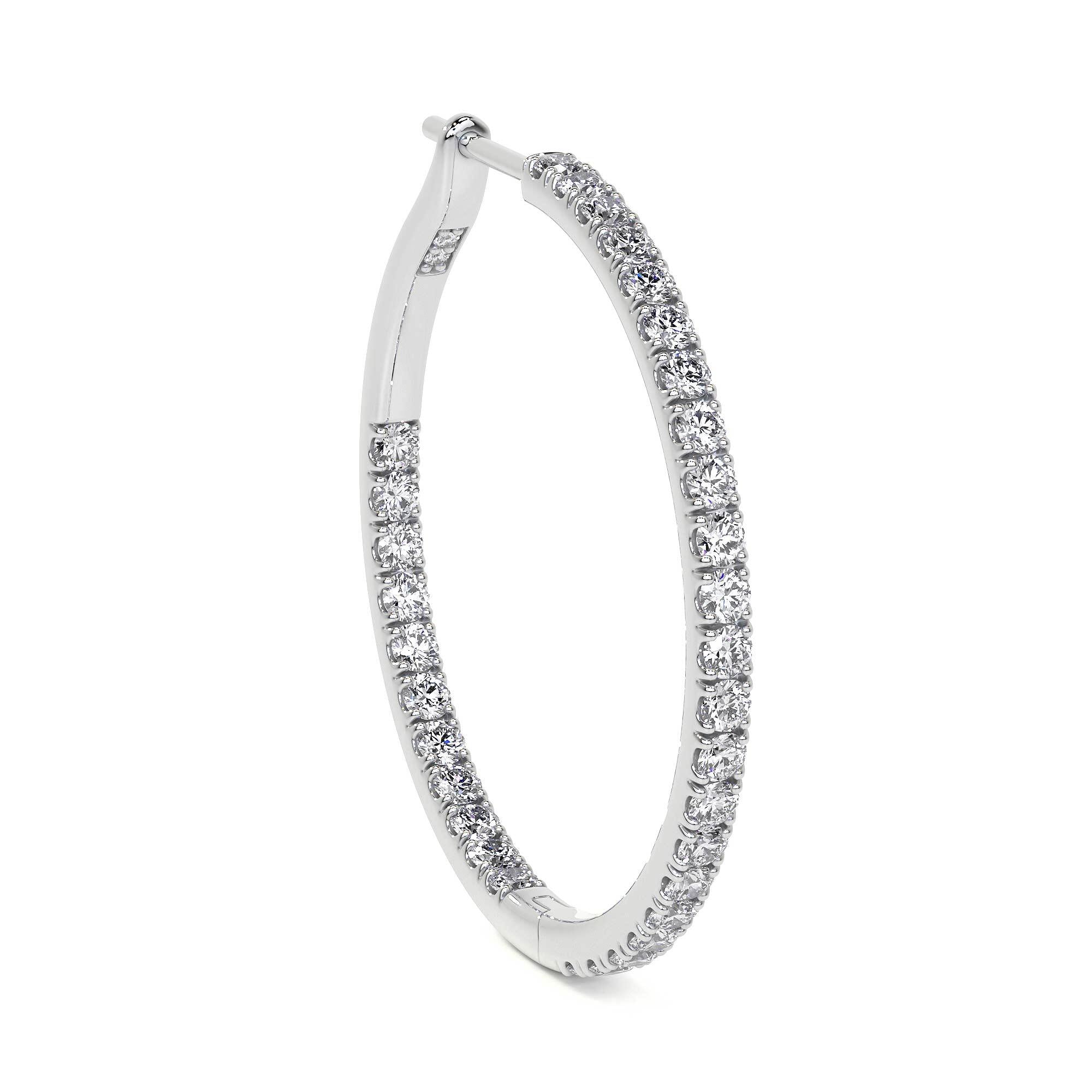 Leviev 25MM diamond hoop earrings 18K white gold side profile bezel-set channel closure