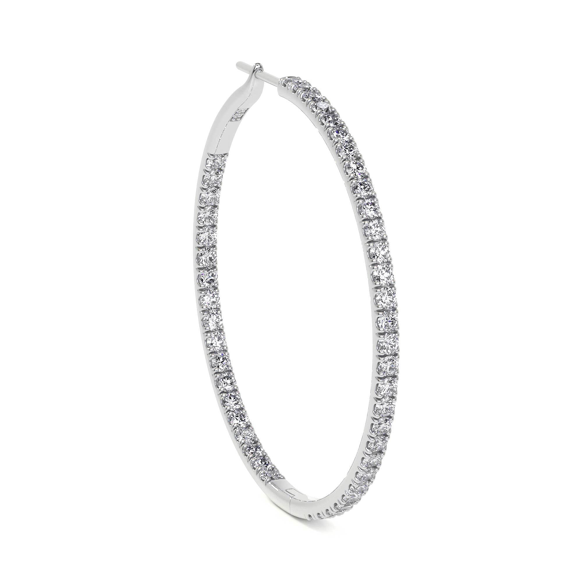 38mm diamond hoop earrings three-quarter angled view sparkle