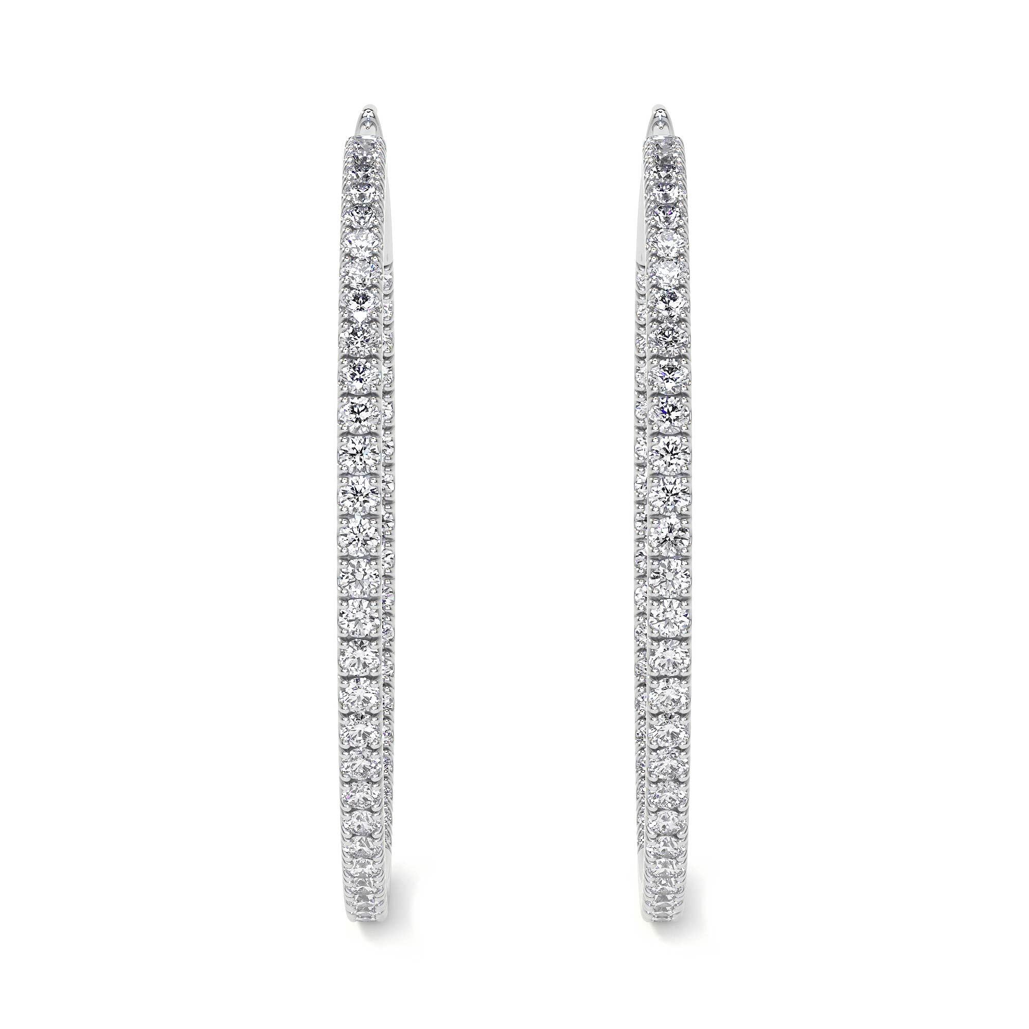 38mm white gold diamond hoop earrings full pavé front view
