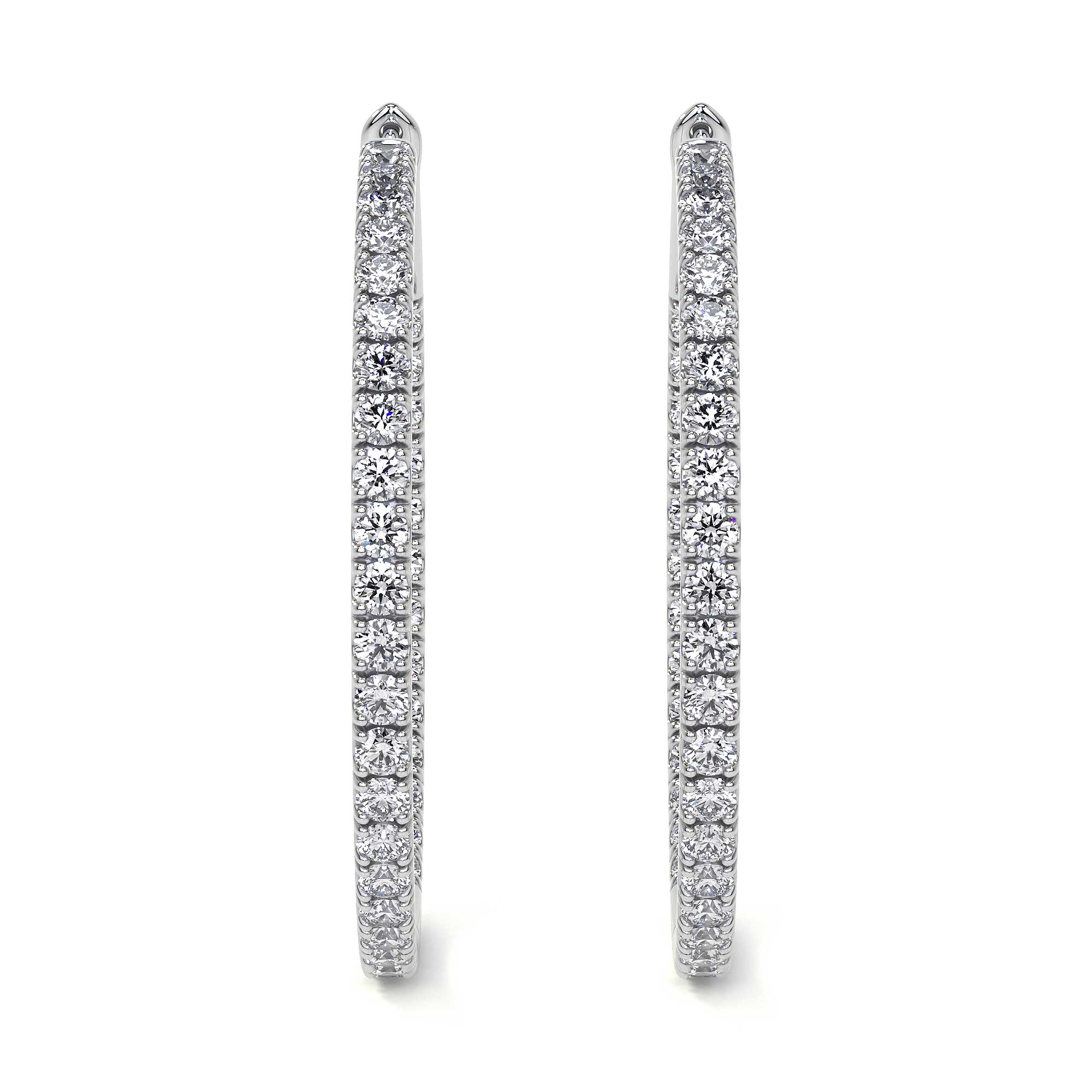 38mm 18K white gold diamond hoop earrings with full pavé natural diamonds