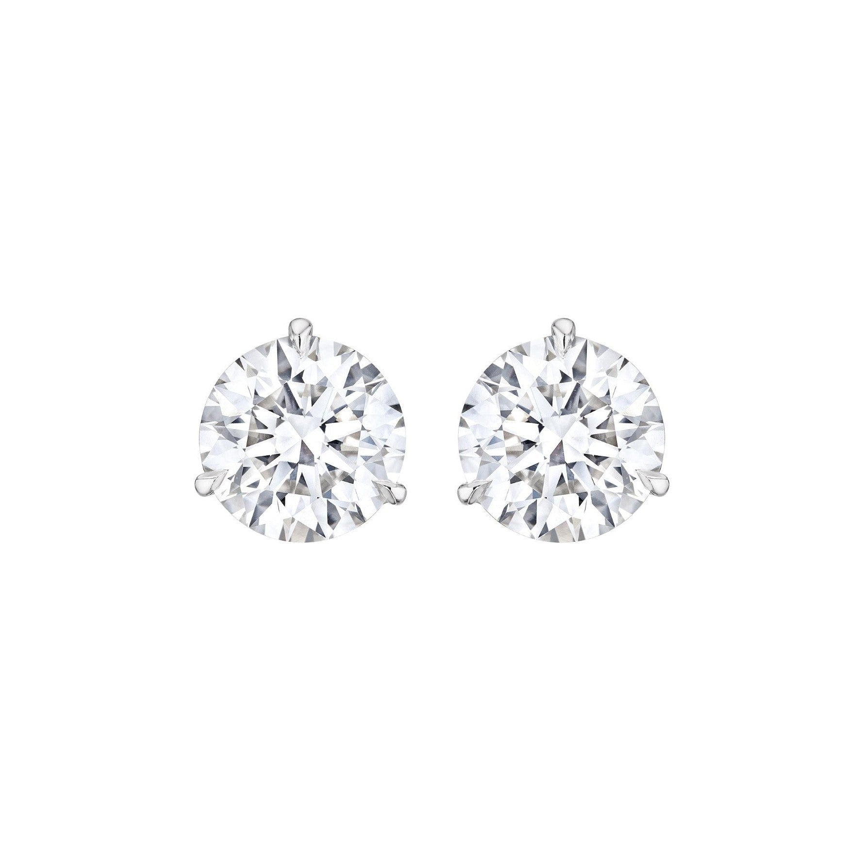 Pair of 6 carat F VS2 natural diamond stud earrings in platinum
