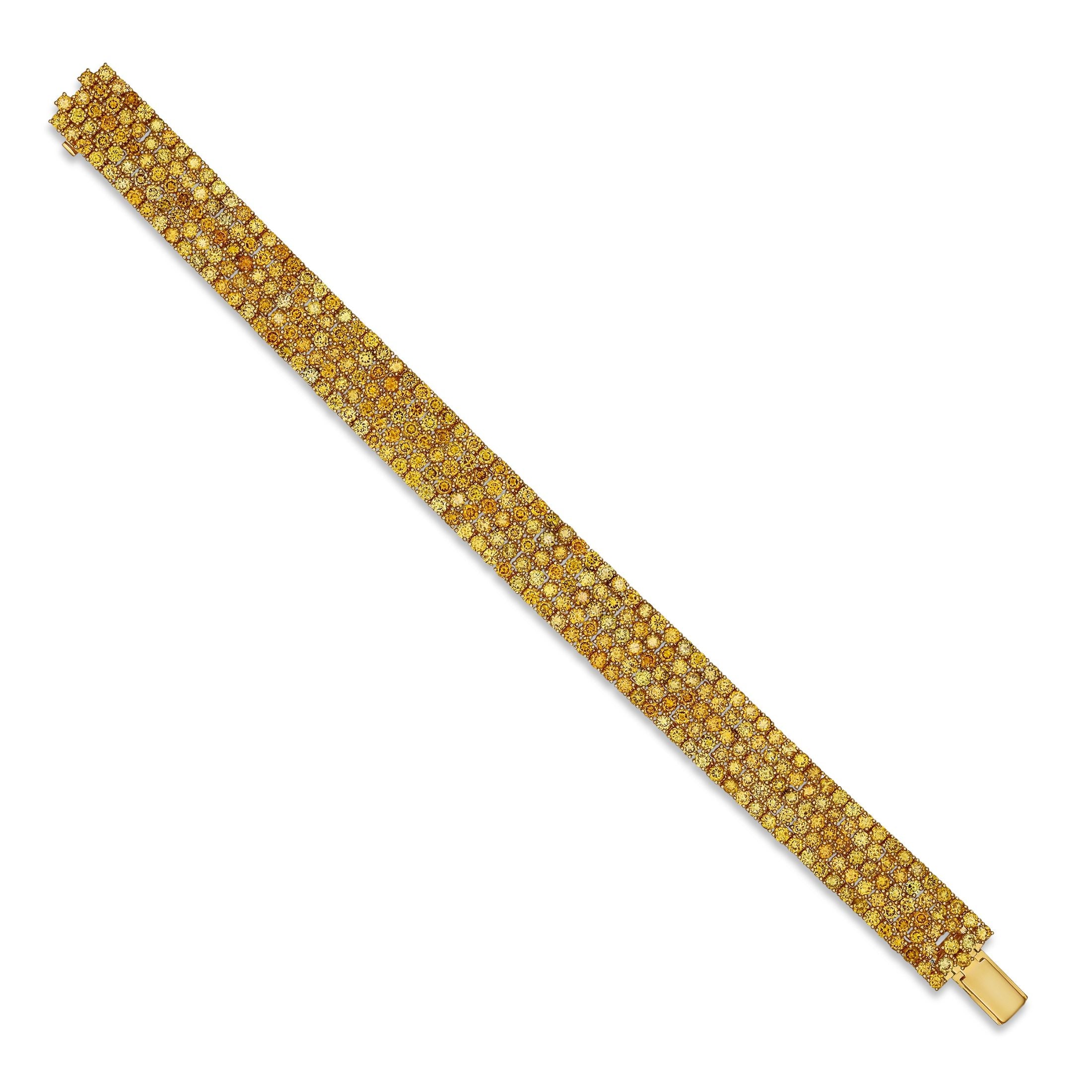 Dorienne 17.18 Carat Yellow Diamond Bracelet in 18K Gold