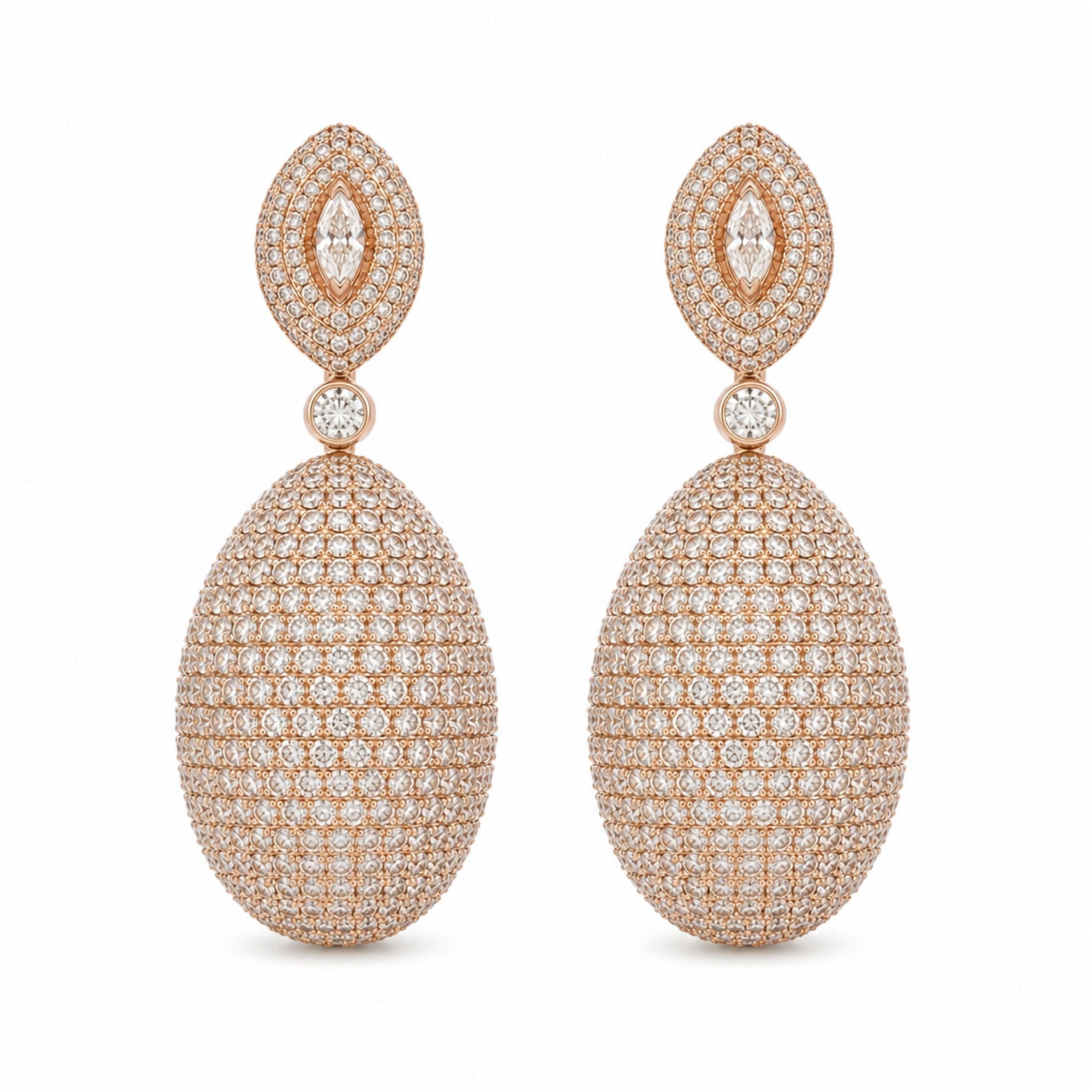 Rosaline 15.82 Carat Diamond Drop Earring in 18K Rose Gold
