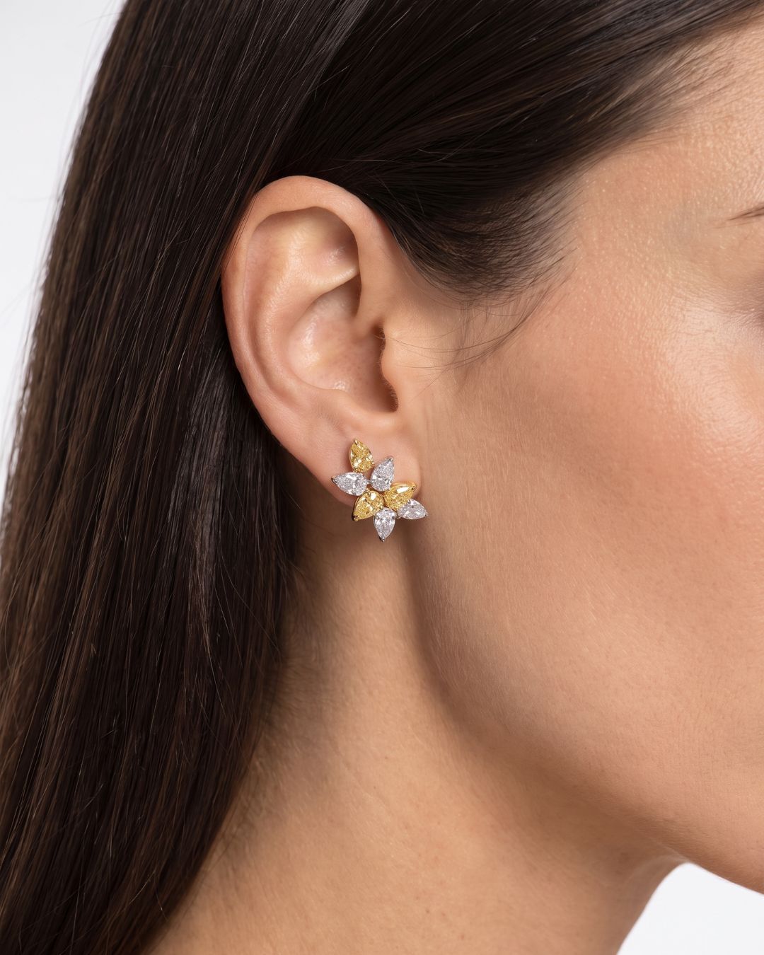 Leviev Hale 7.10 Carat Yellow & White Cluster Diamond Earrings in 18K Gold, additional view 7
