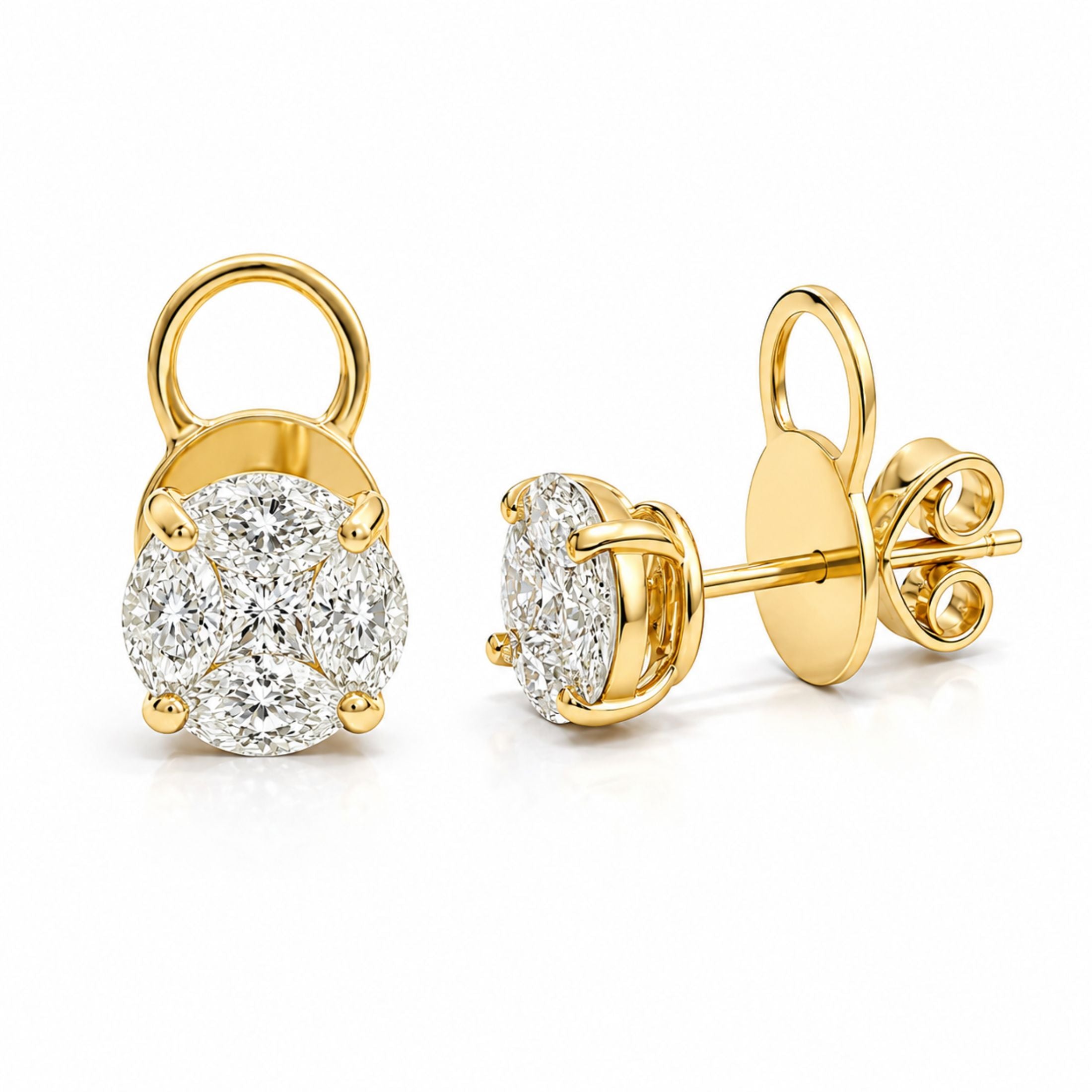 Auburn 1.71 Carat Diamond Stud Earrings in 18K Gold